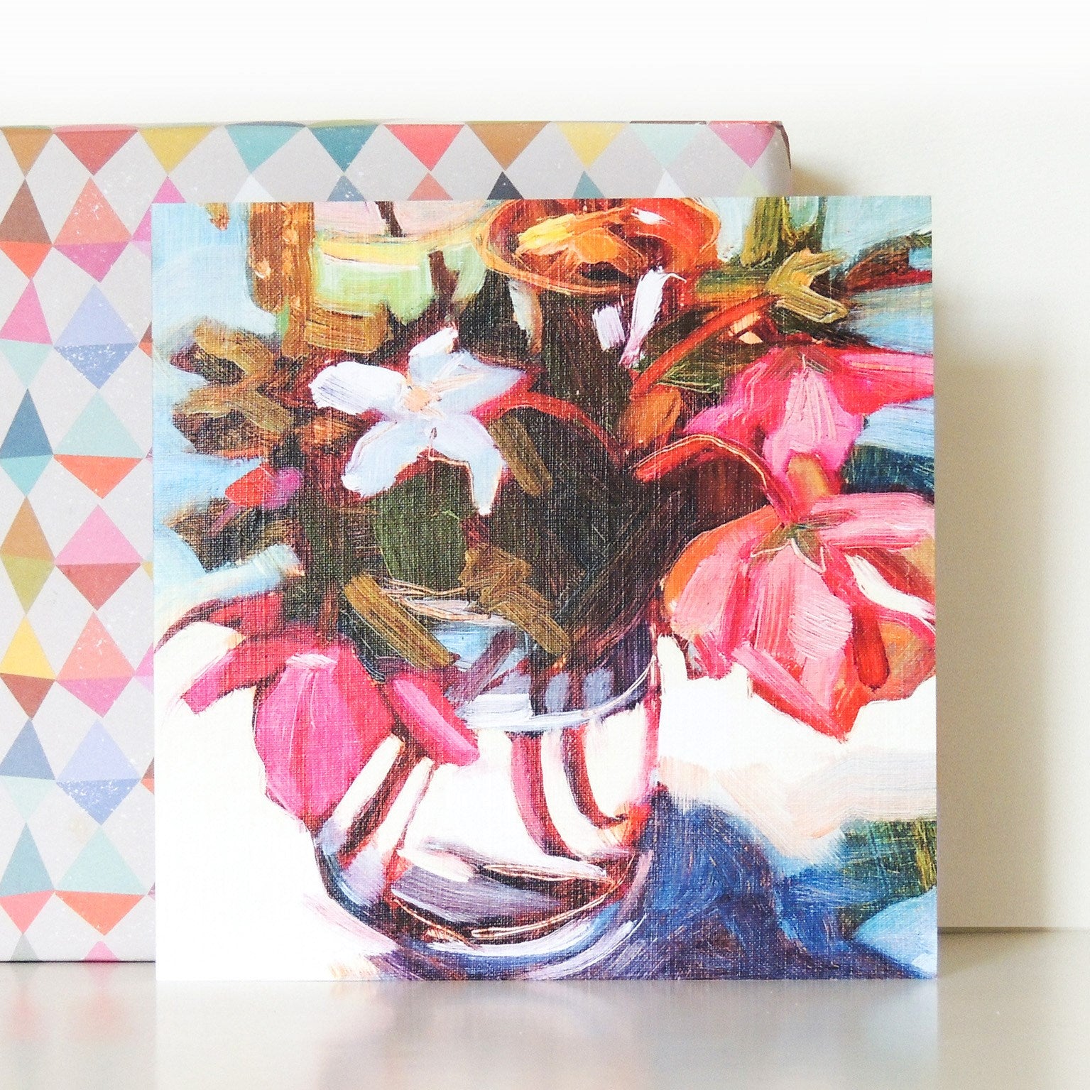 hellebores & vinca greetings card