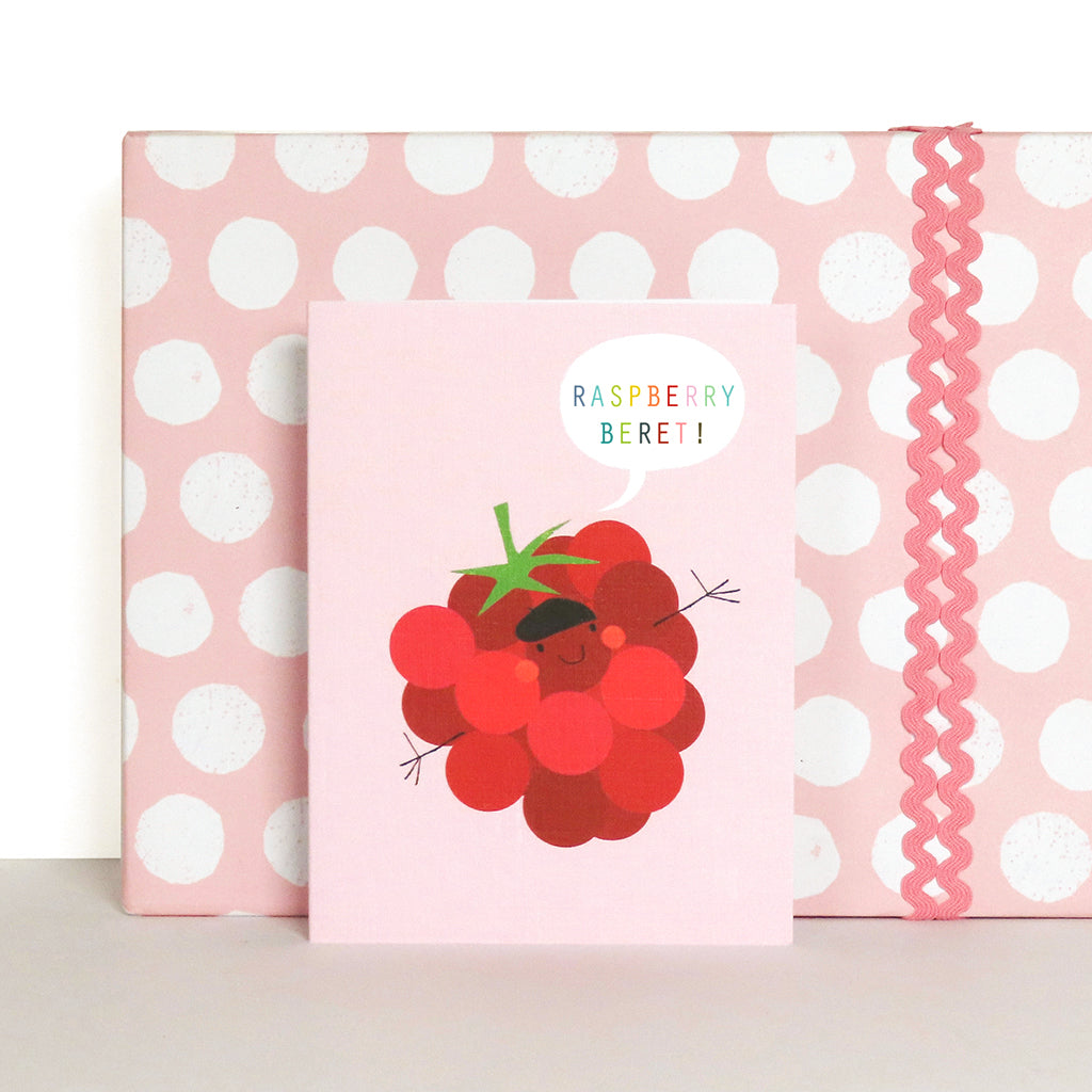 mini raspberry beret card