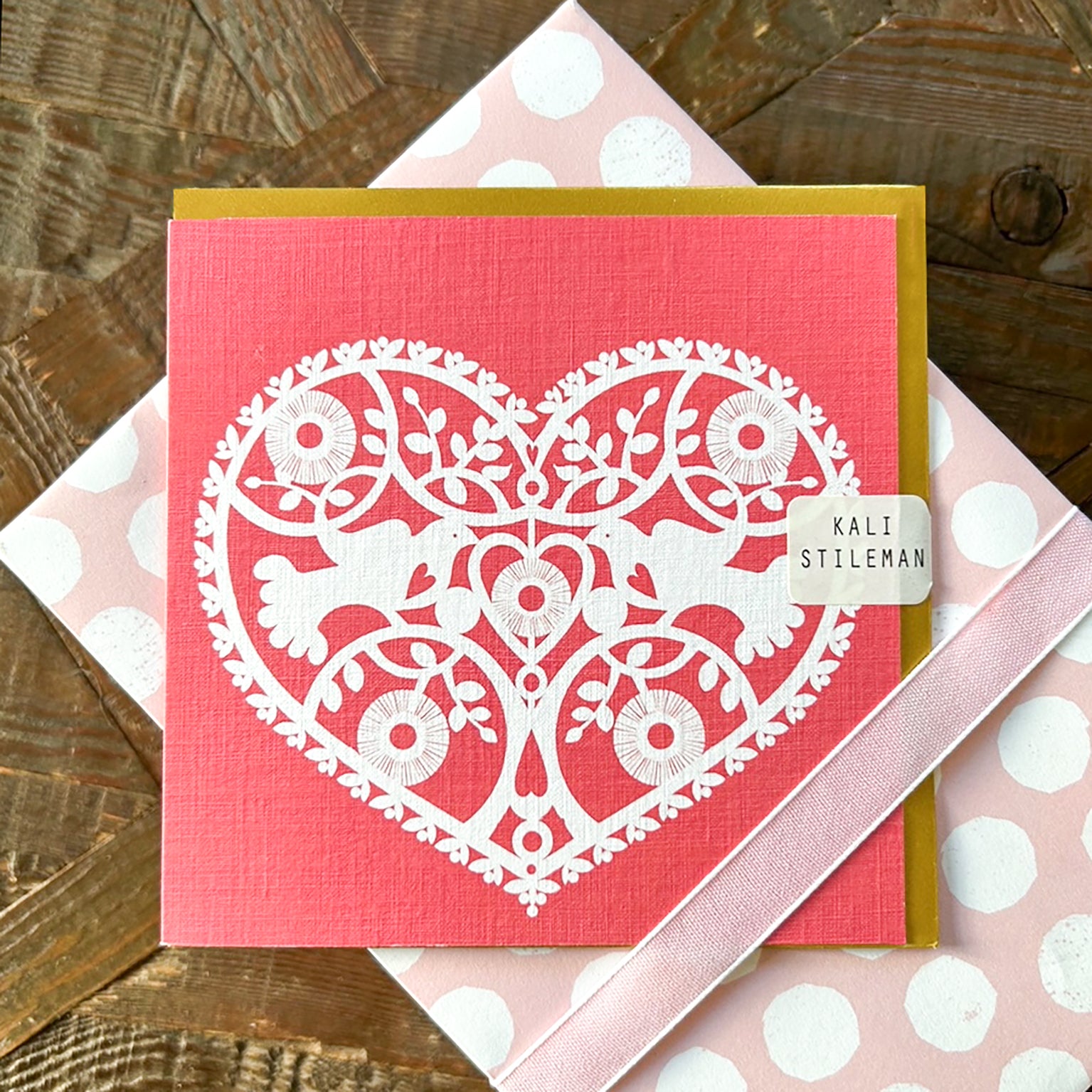 SS01 pink cut out heart card