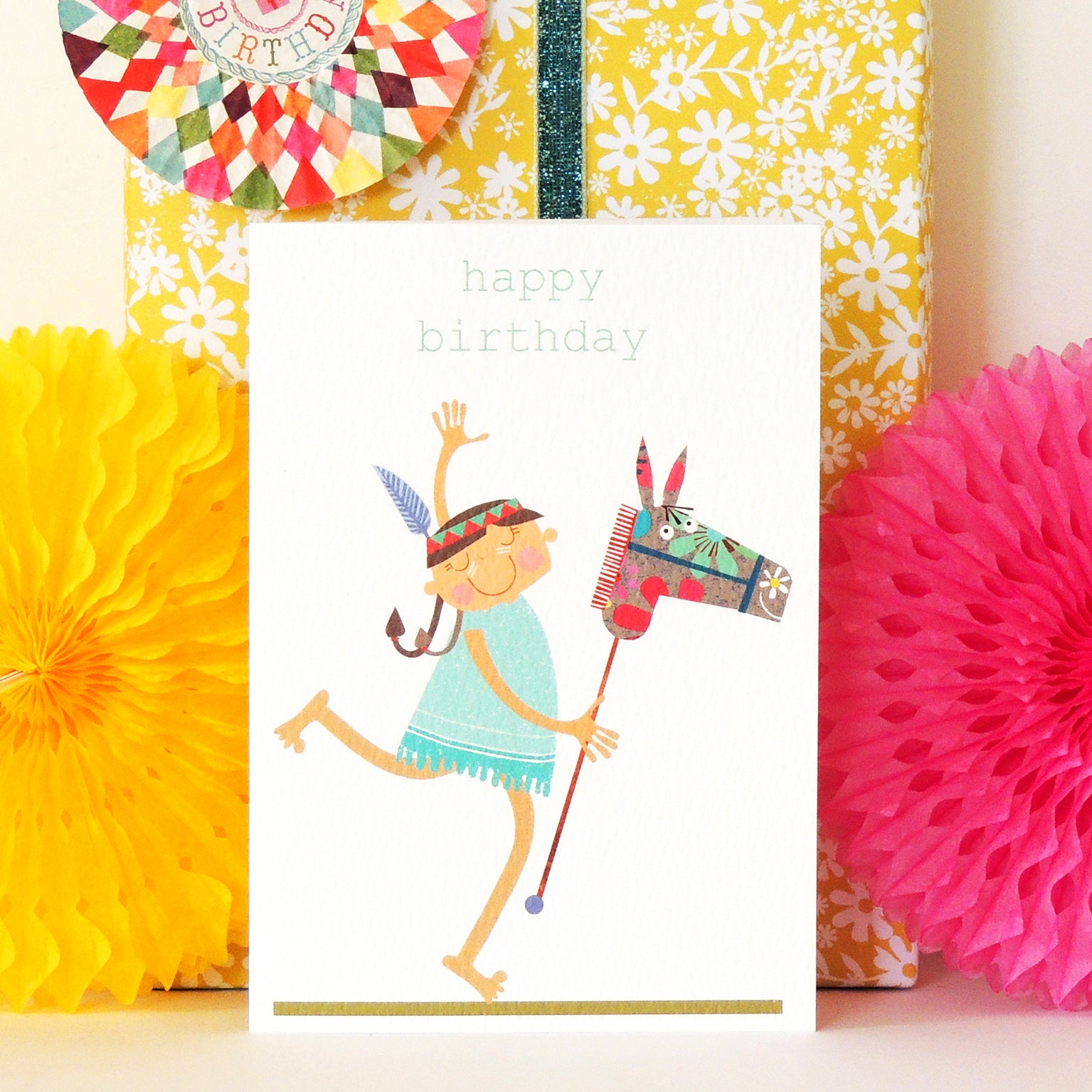 TB11 red indian happy birthday card