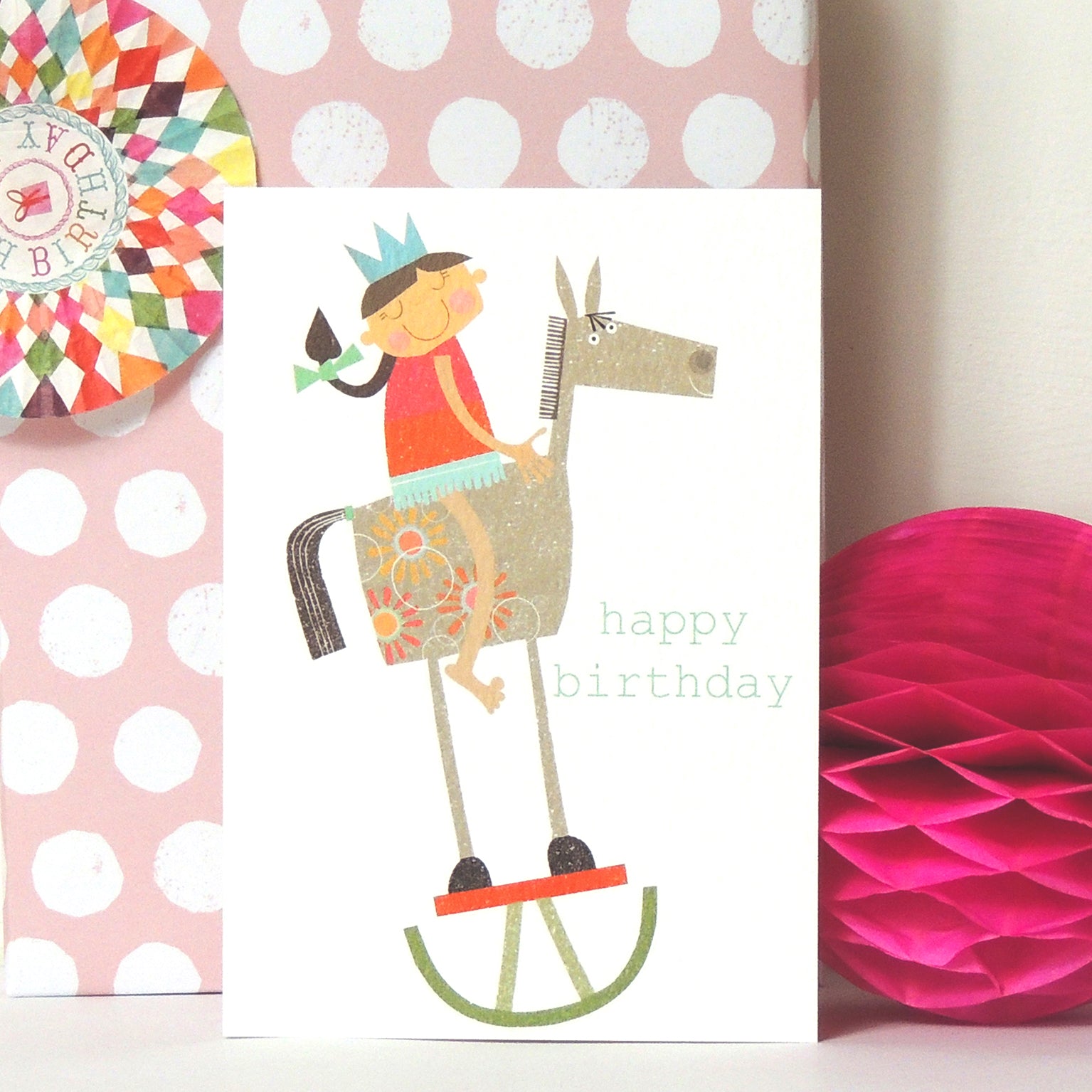 TB13 rocking horse happy birthday card