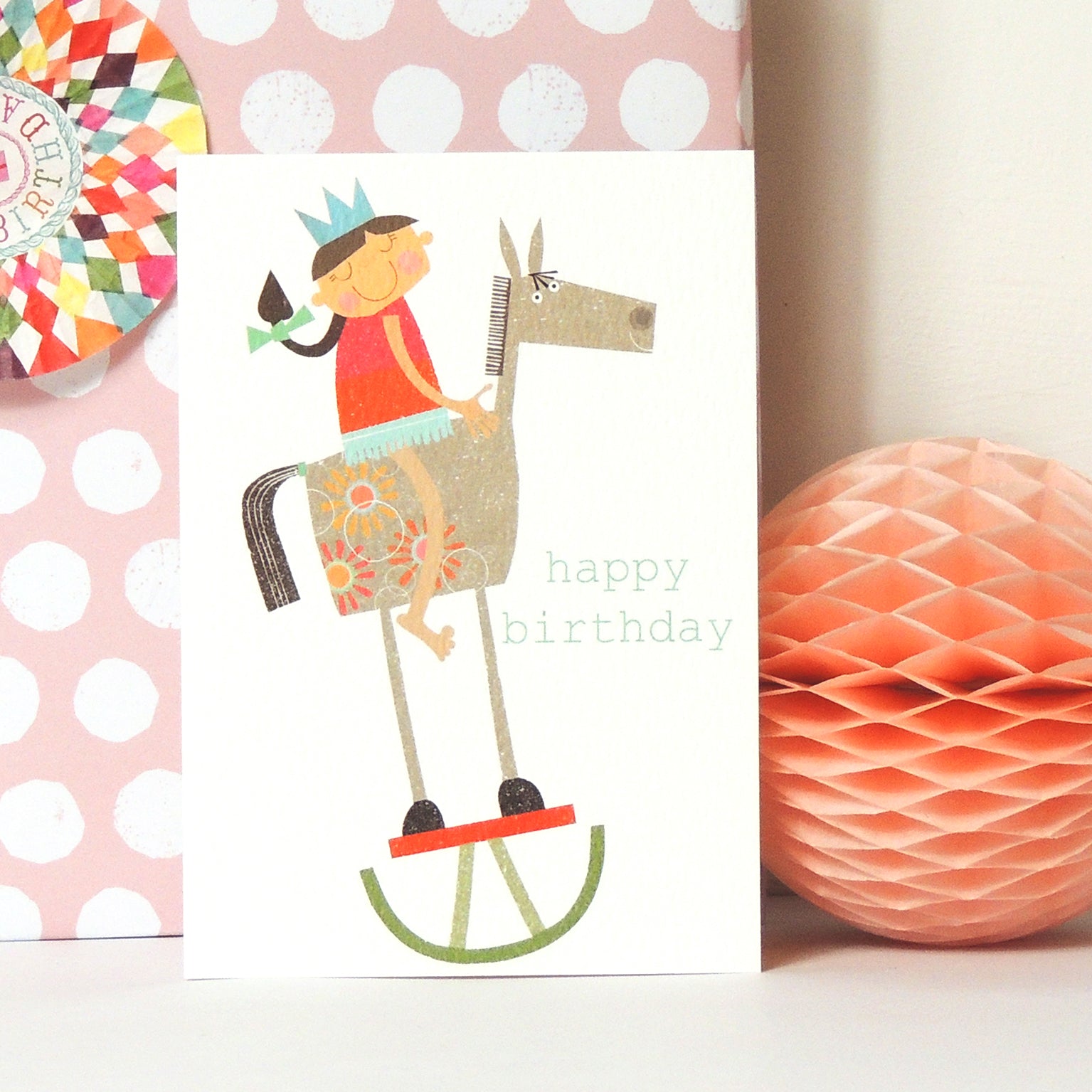 TB13 rocking horse happy birthday card