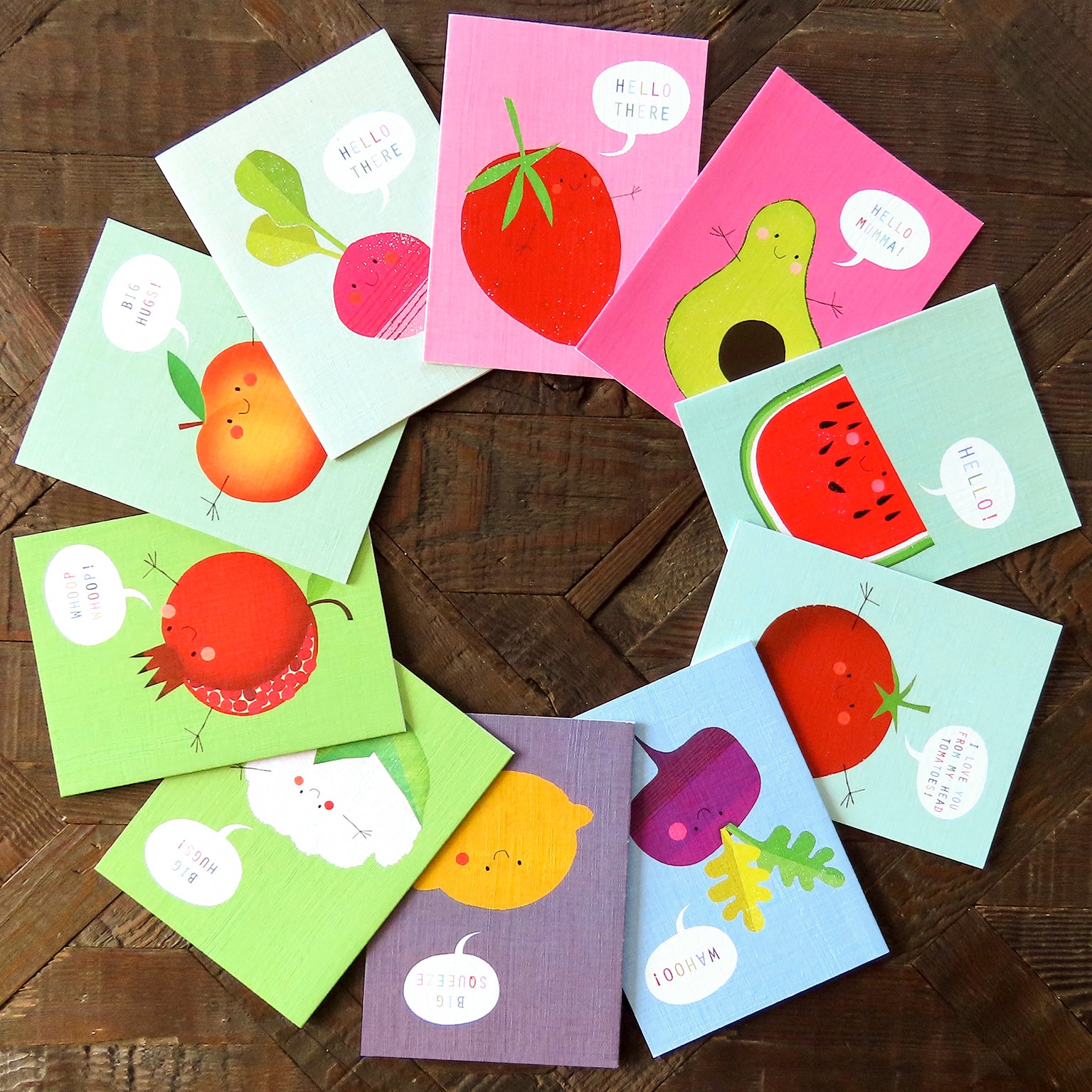 mixed mini fruit and veg cards box