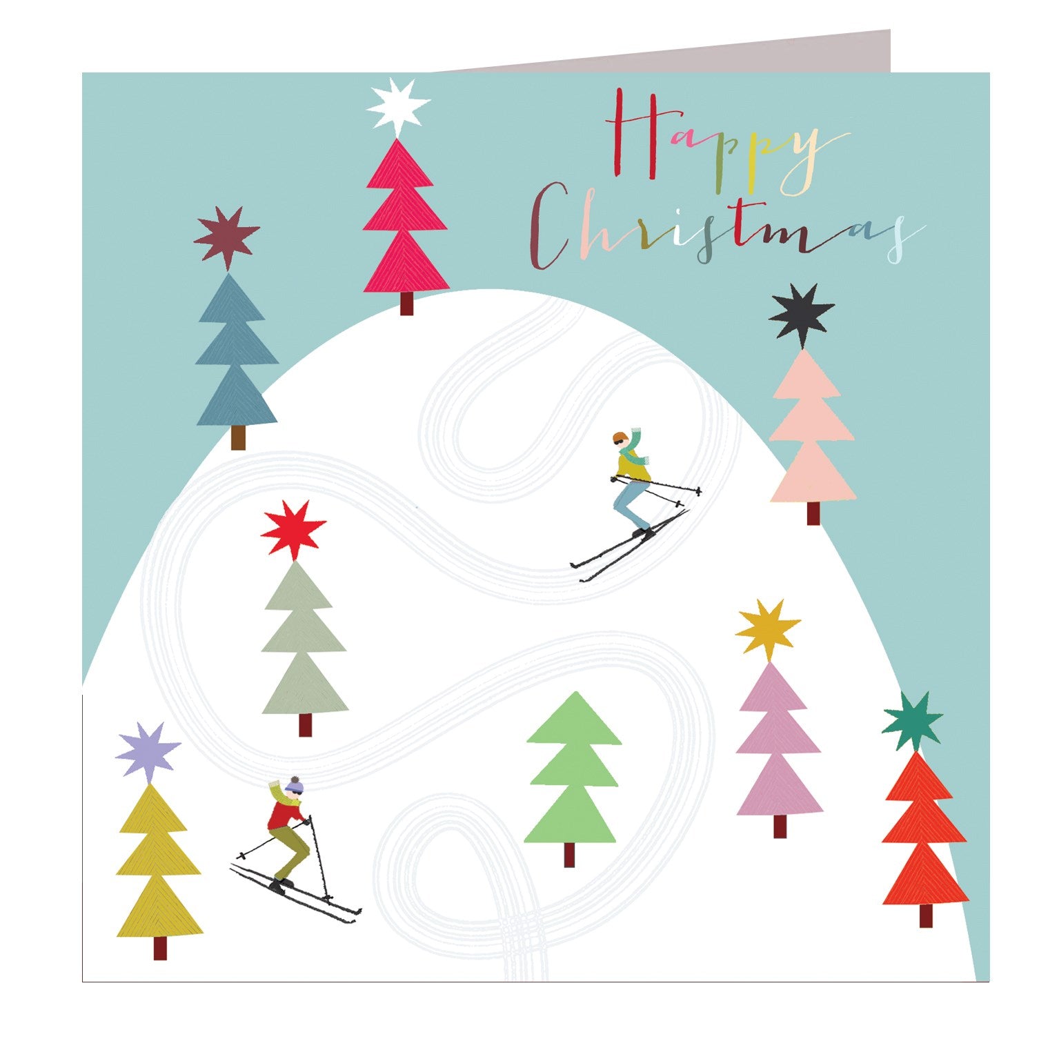 TF01 skiers Christmas greetings card