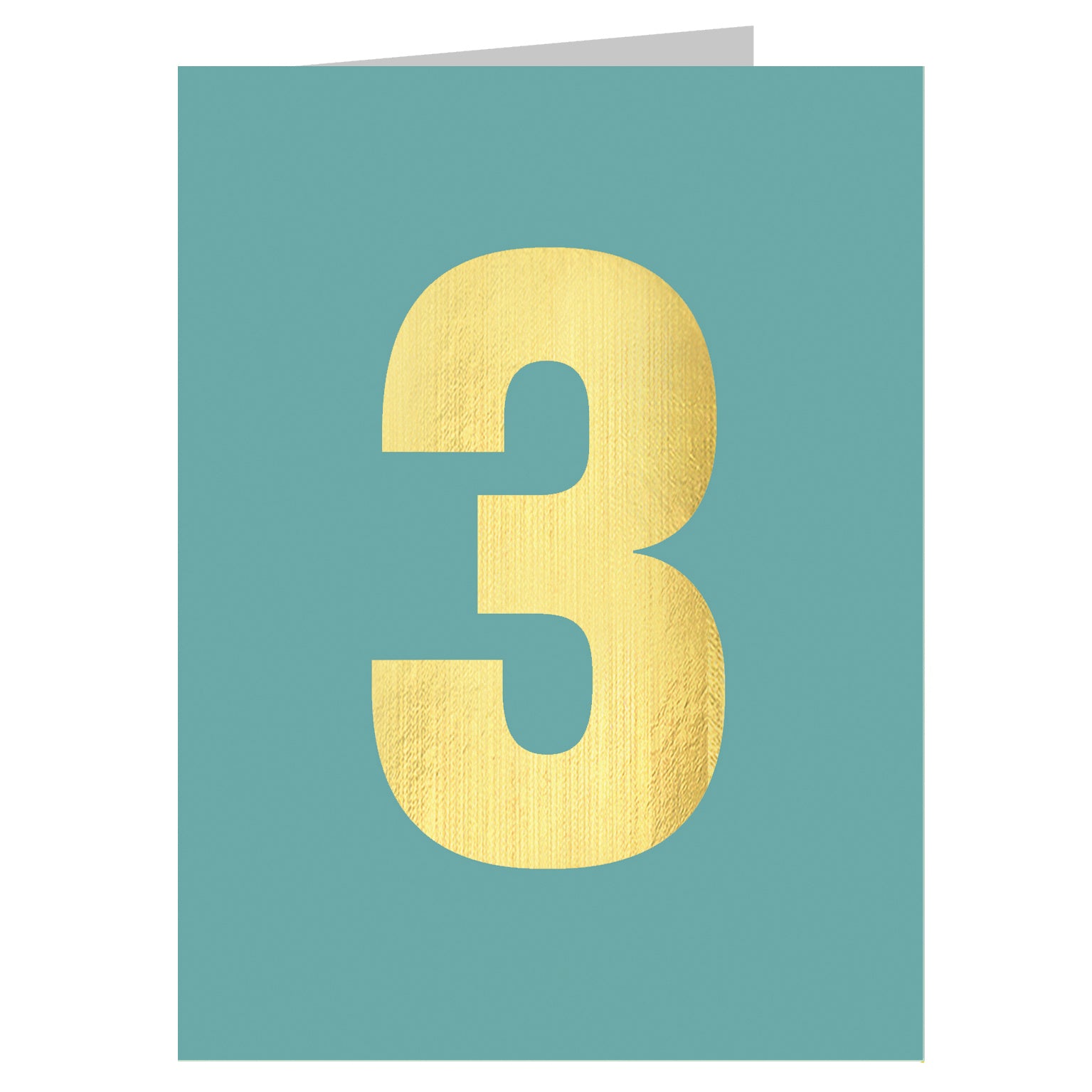 mini gold foiled number three card