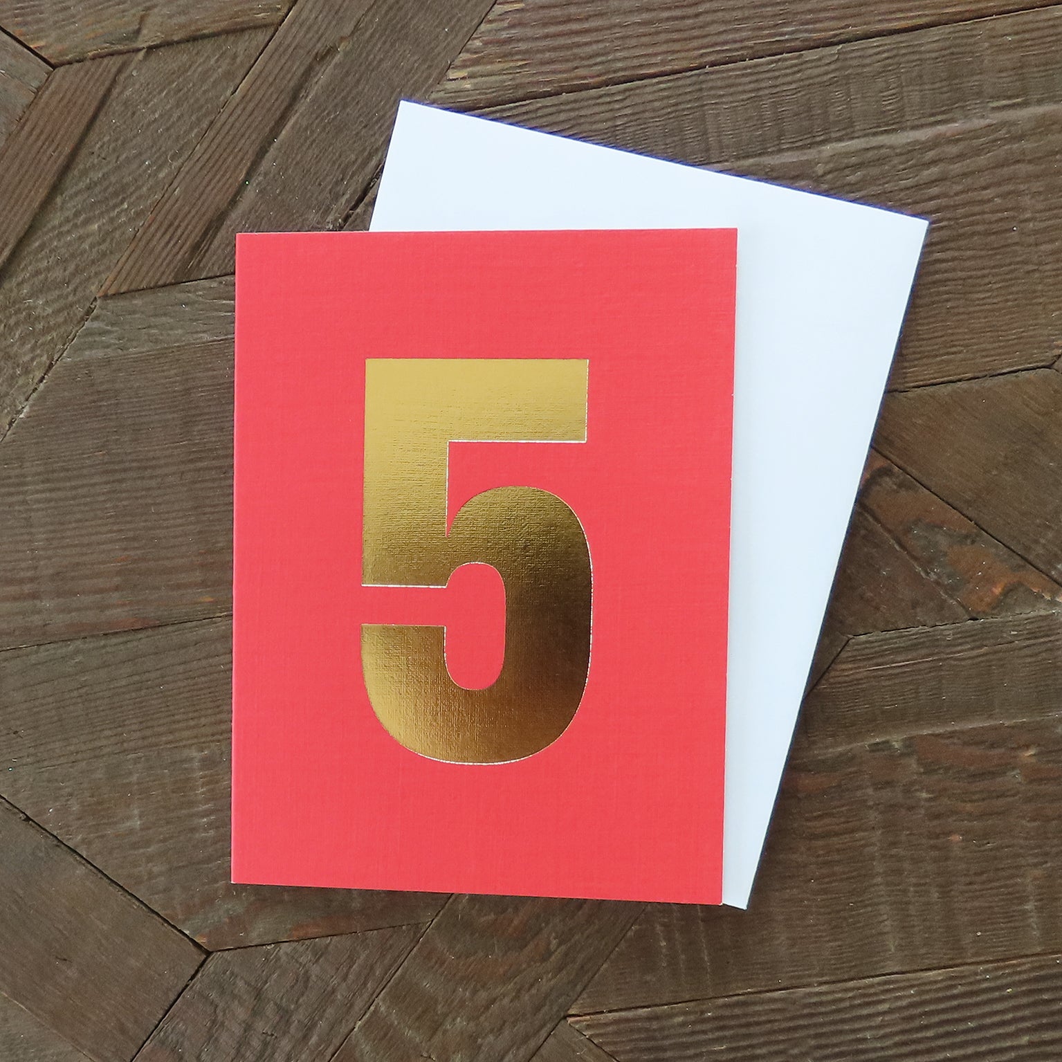 mini gold foiled number five card