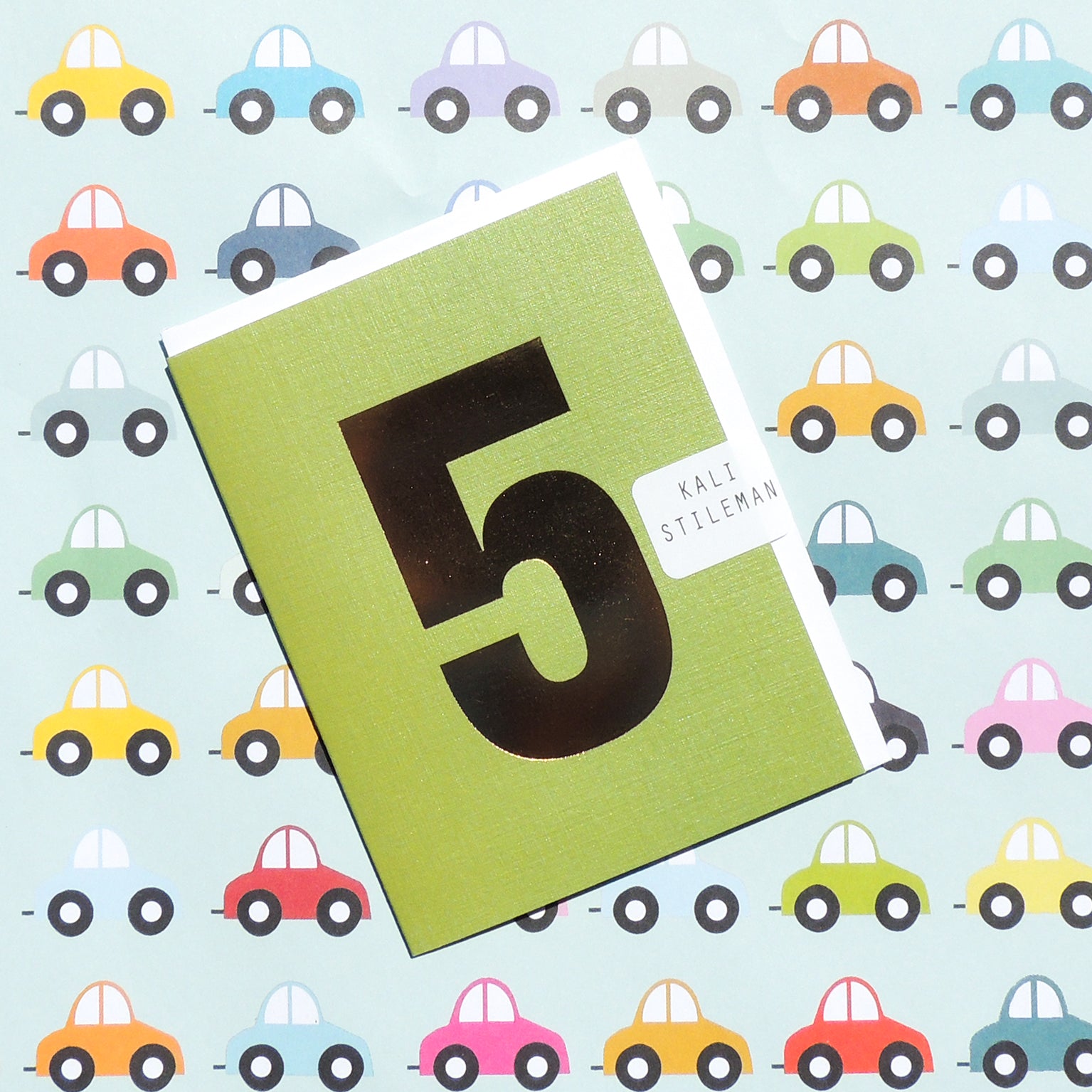 mini gold foiled number five card