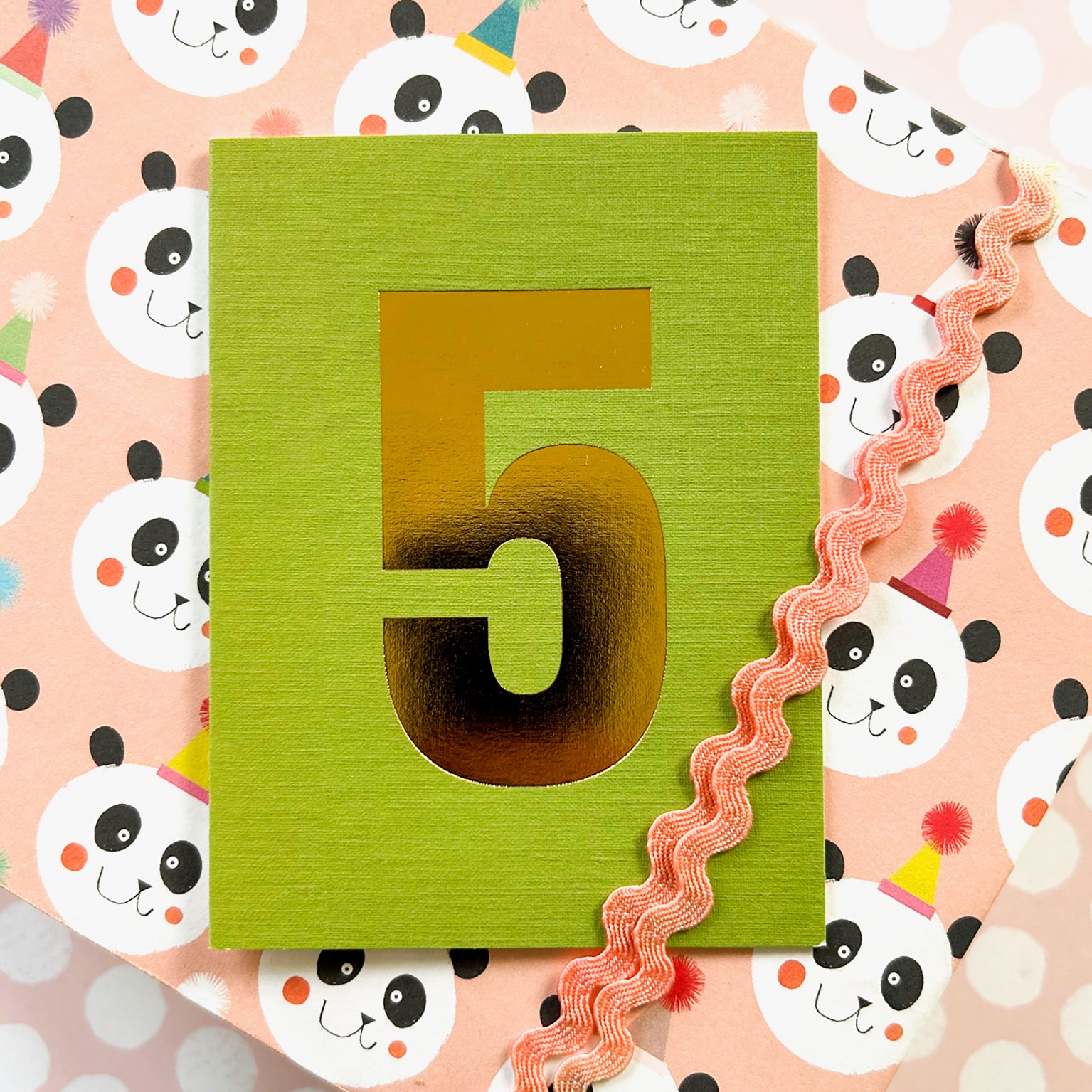 mini gold foiled number five card