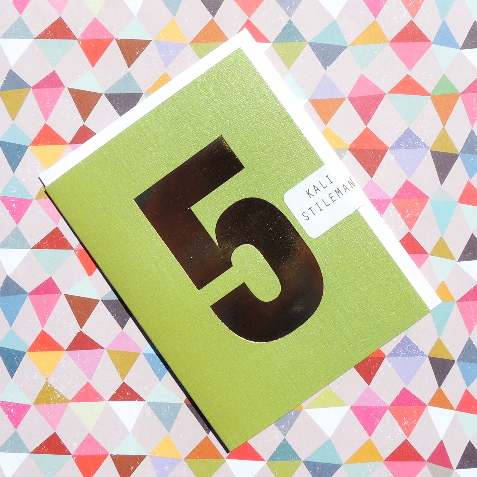 mini gold foiled number five card