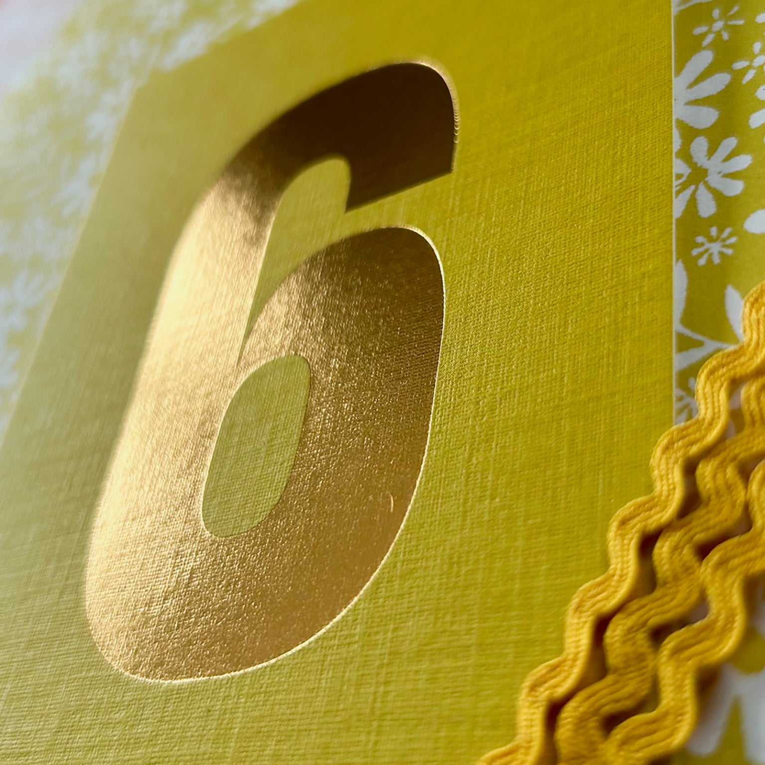 mini gold foiled number six card