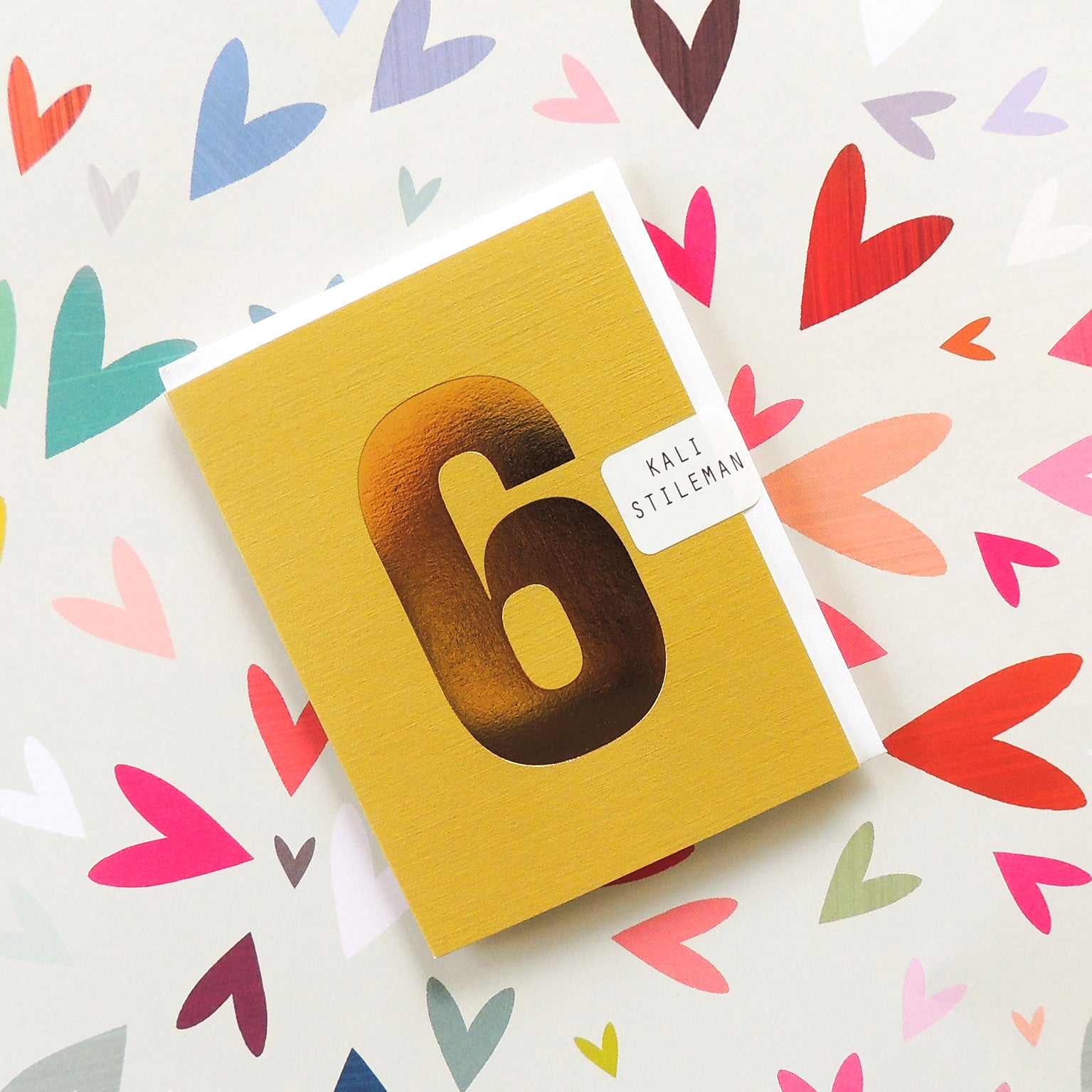 mini gold foiled number six card