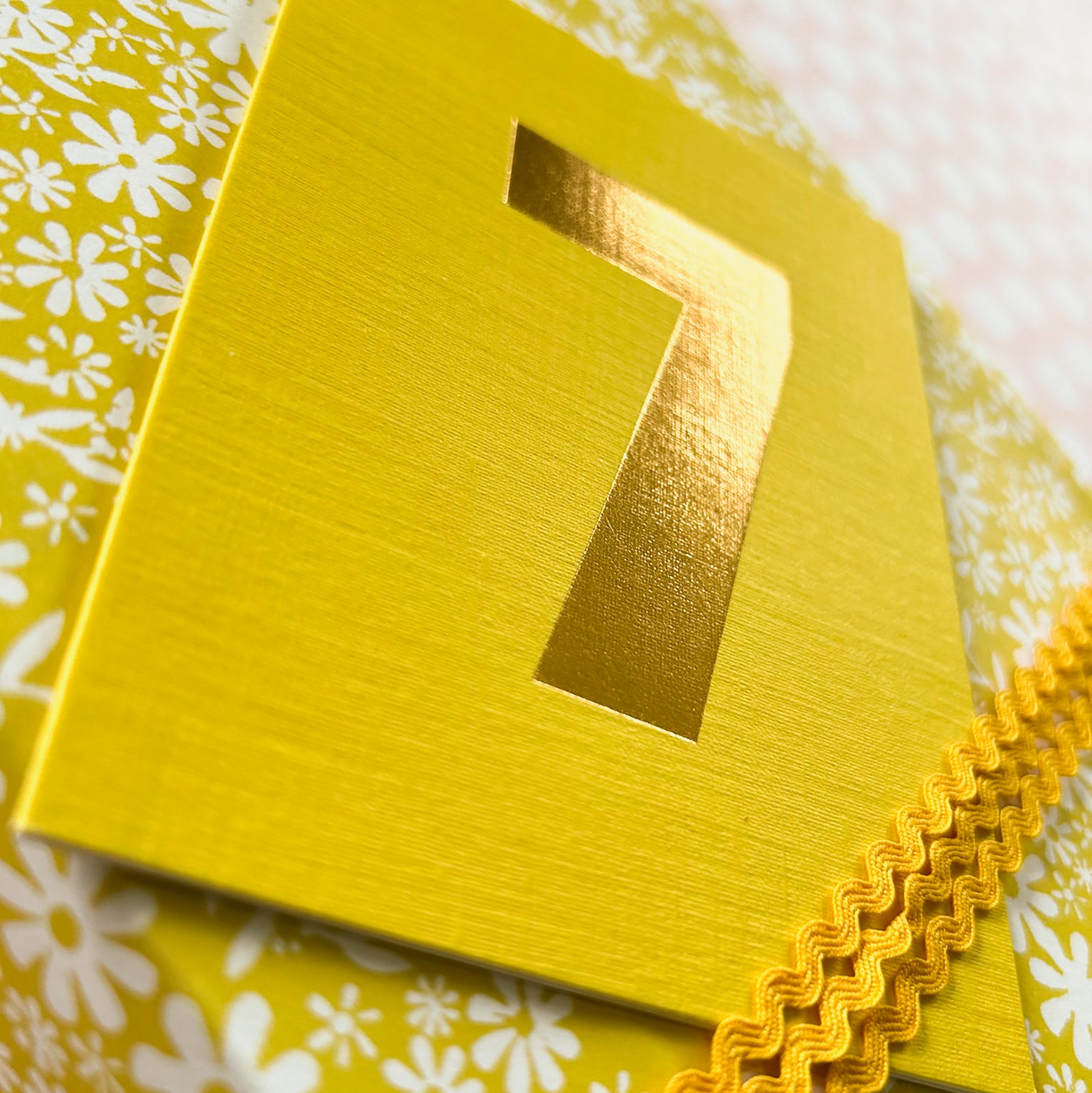 mini gold foiled number seven card