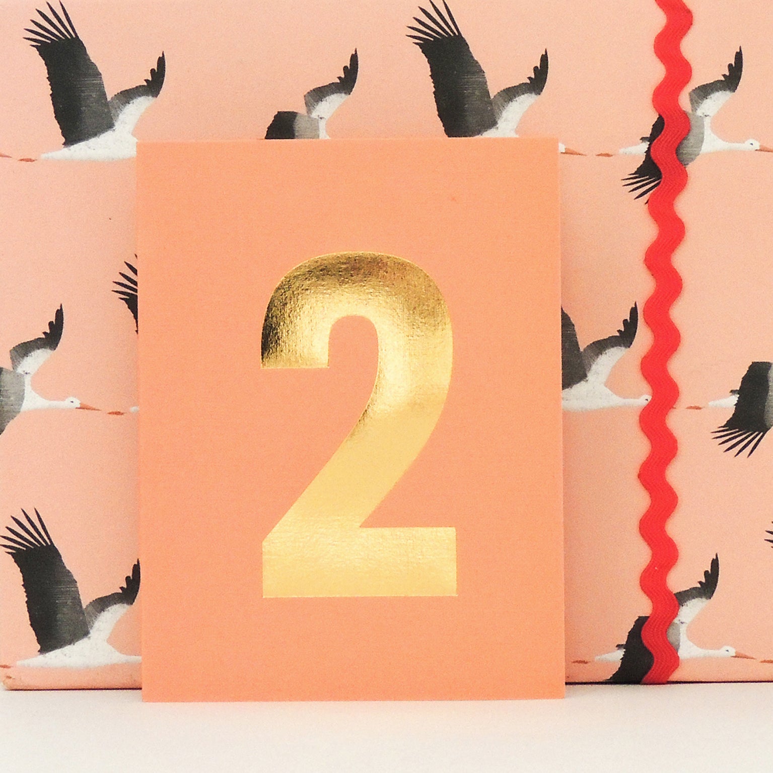 mini gold foiled number two card