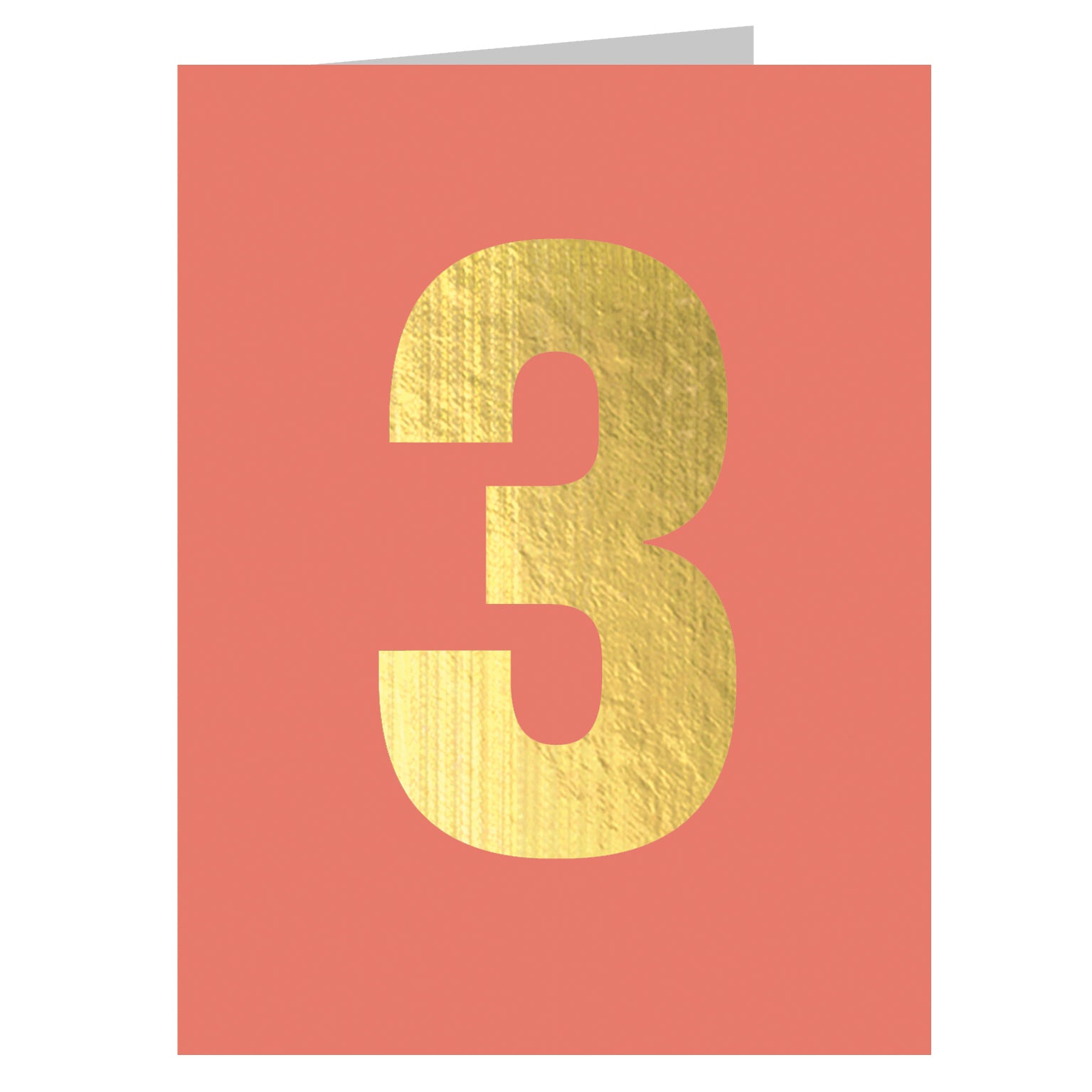 mini gold foiled number three card