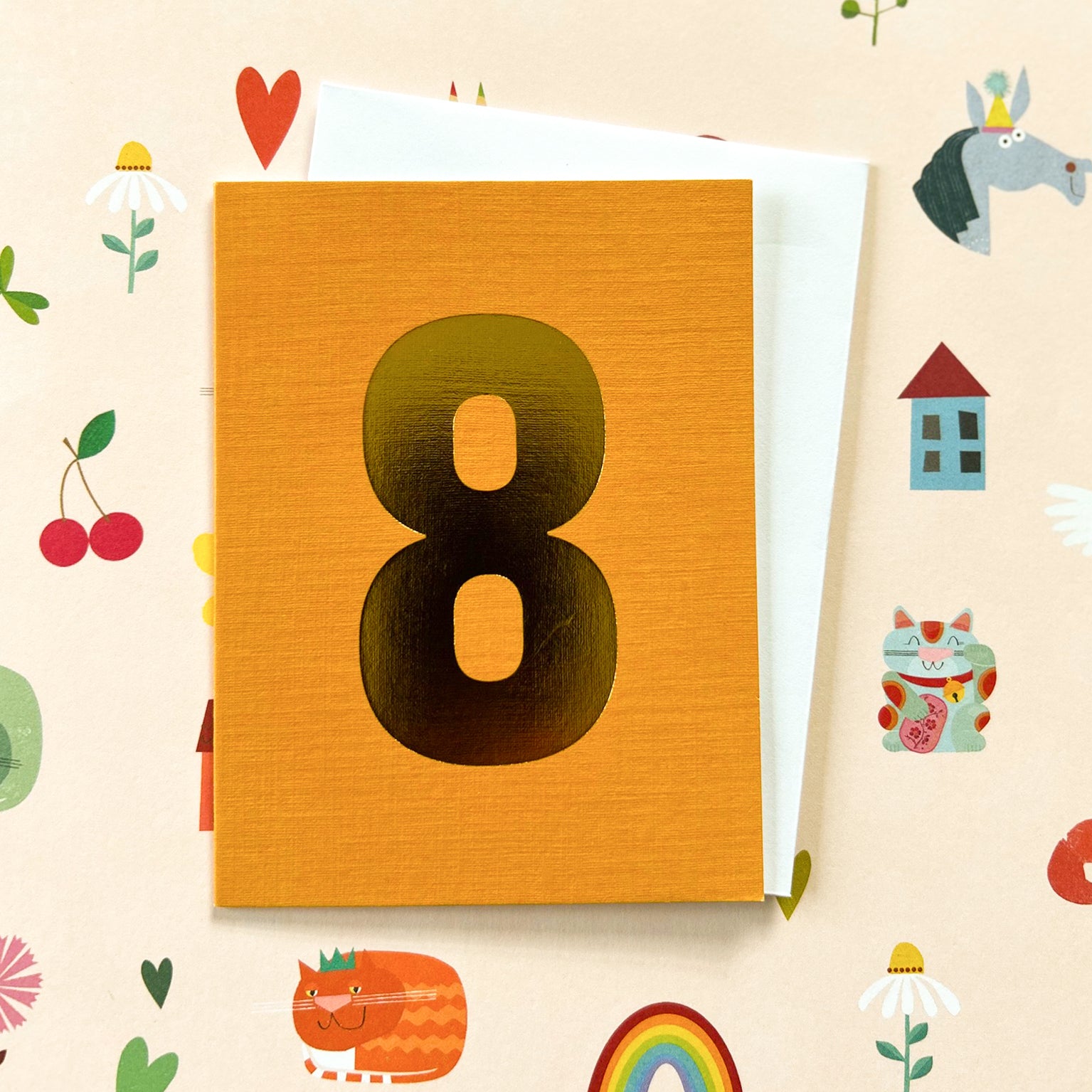 mini gold foiled number eight card