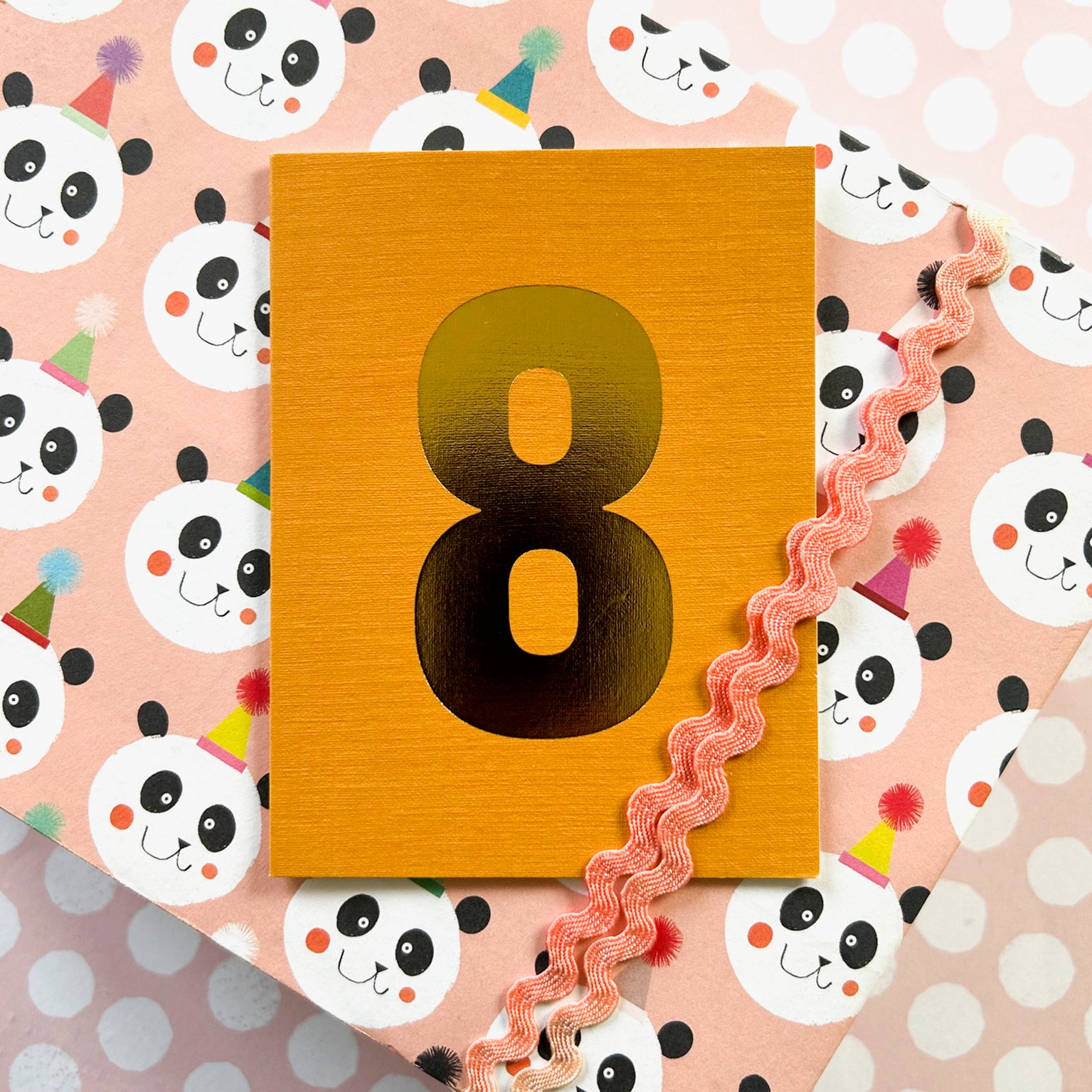 mini gold foiled number eight card