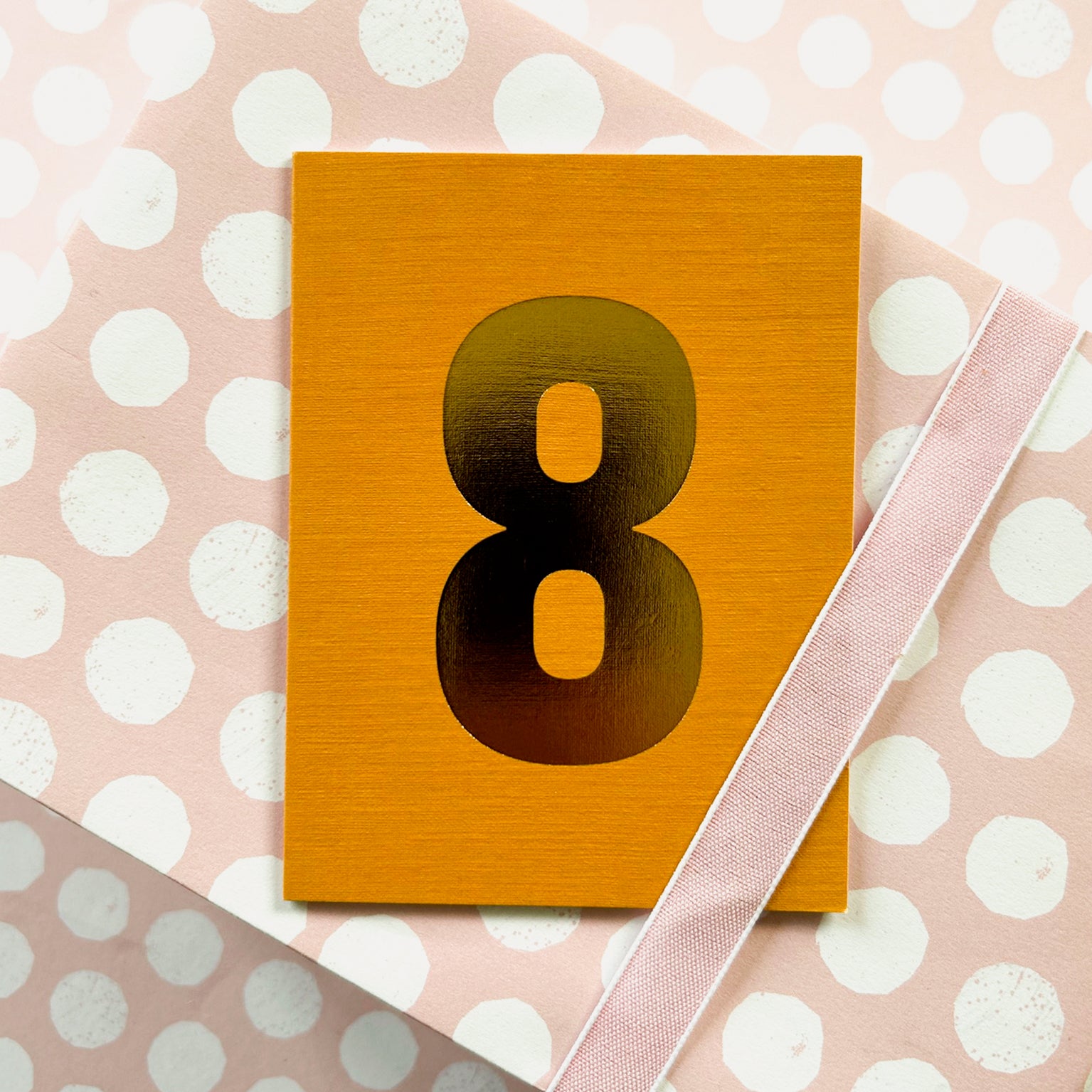 mini gold foiled number eight card