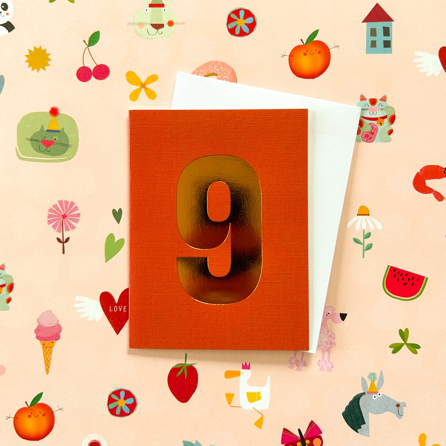 mini gold foiled number nine card