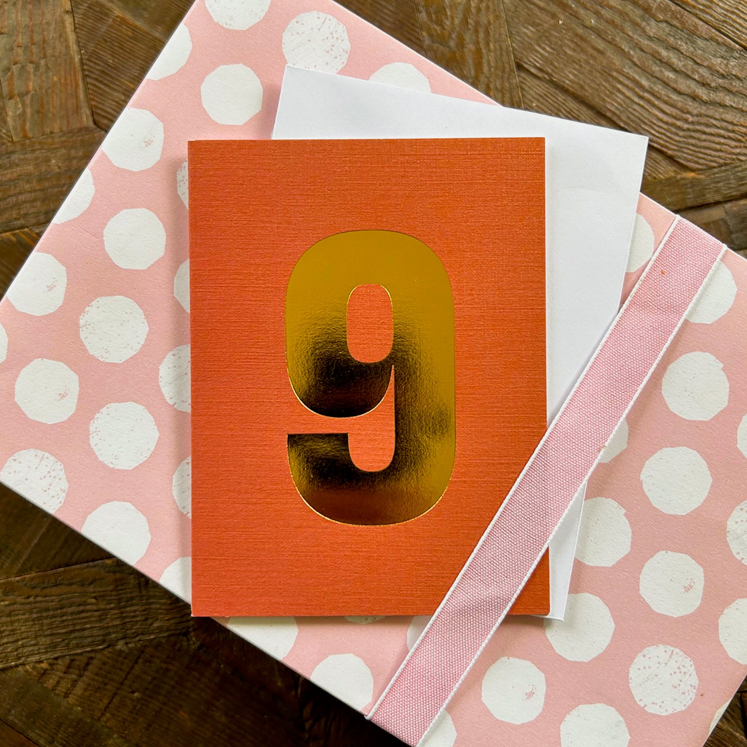 mini gold foiled number nine card