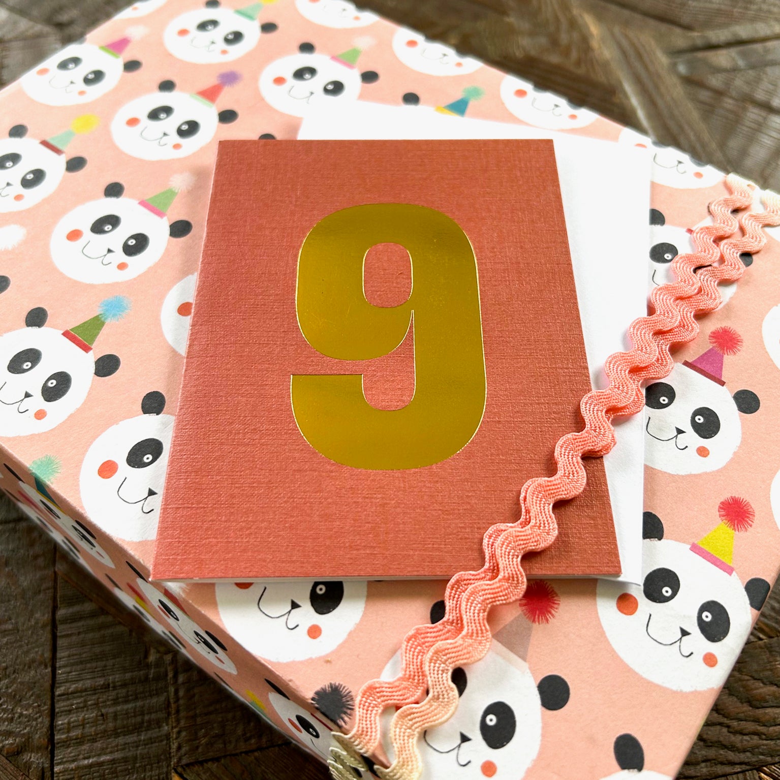 mini gold foiled number nine card