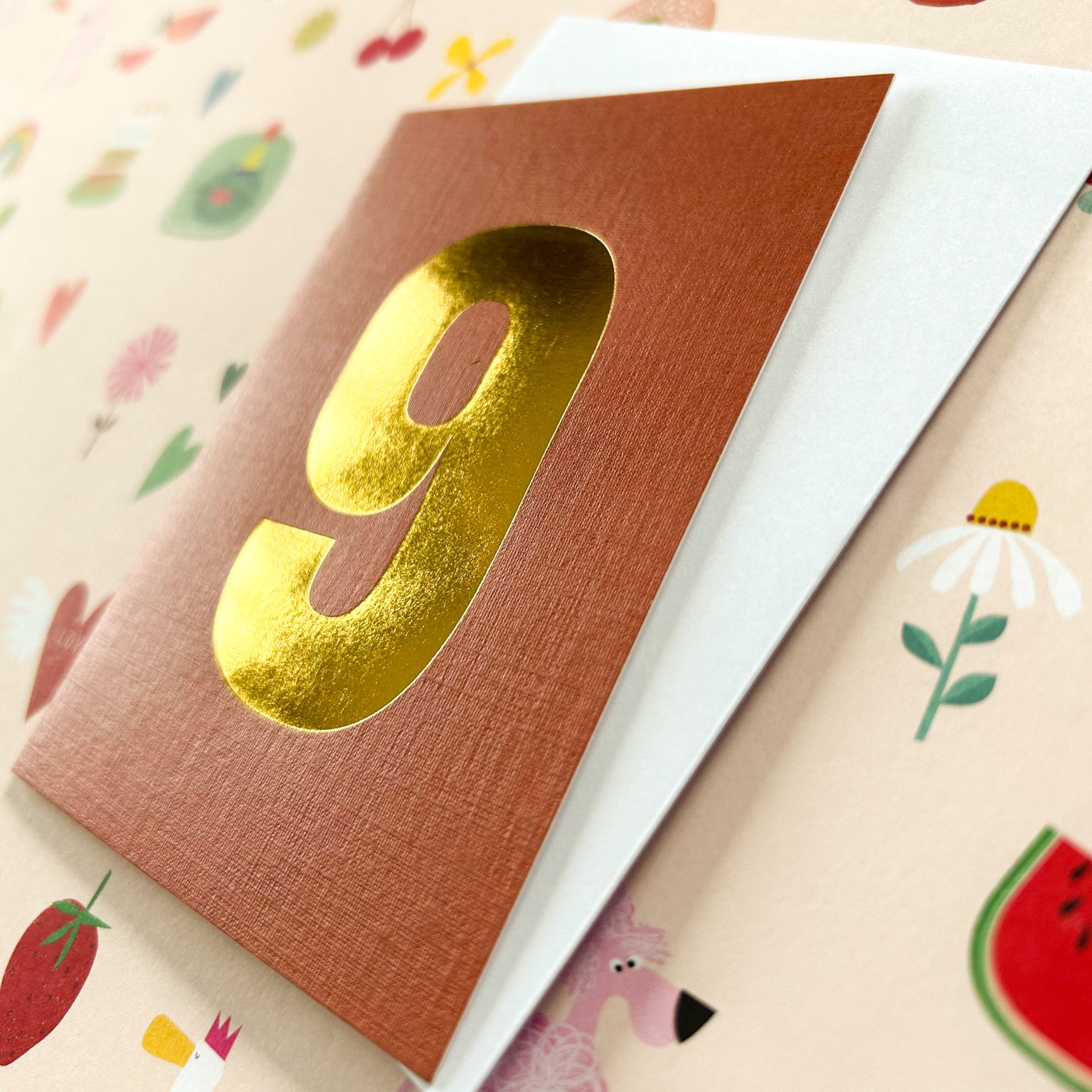 mini gold foiled number nine card