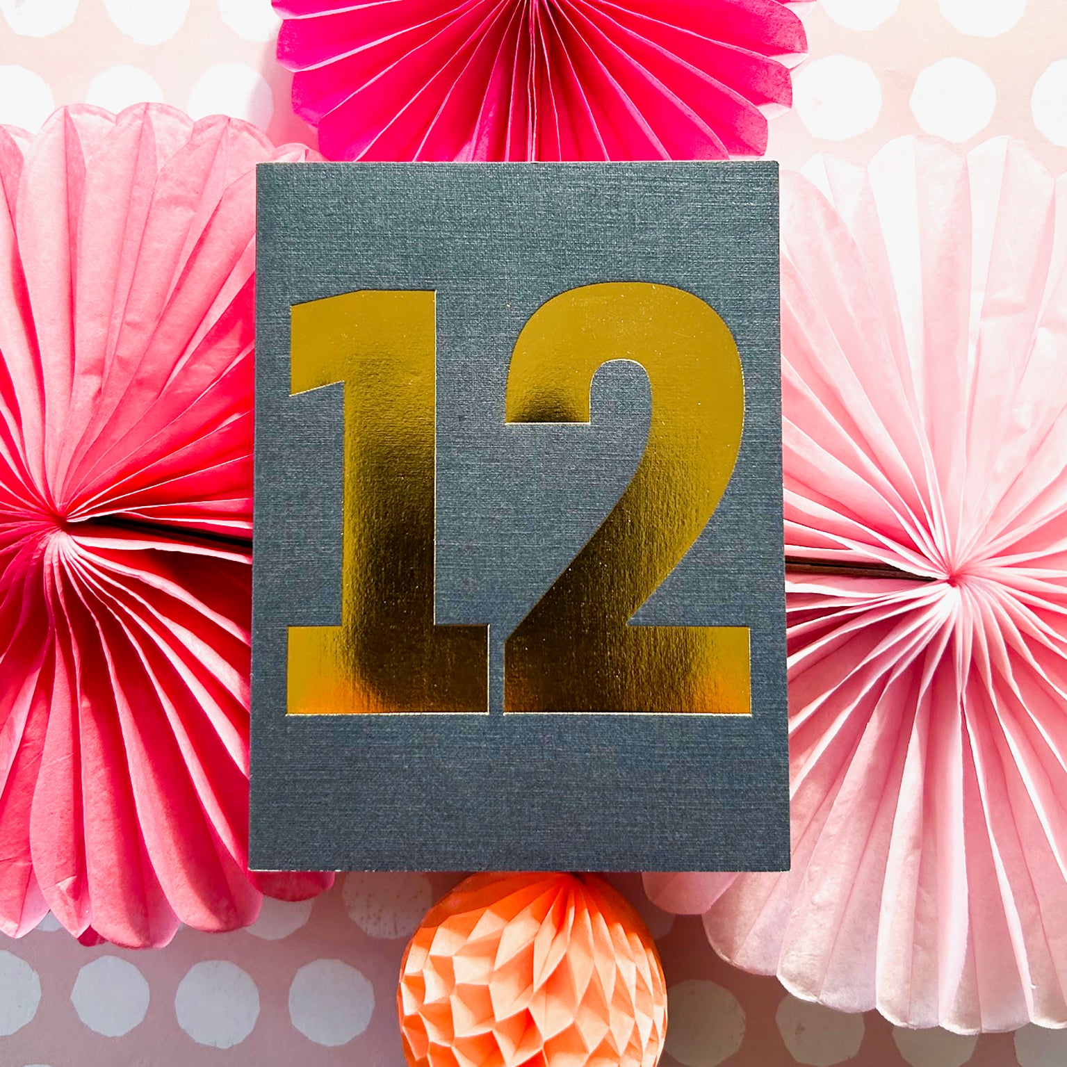 mini gold foiled number twelve card