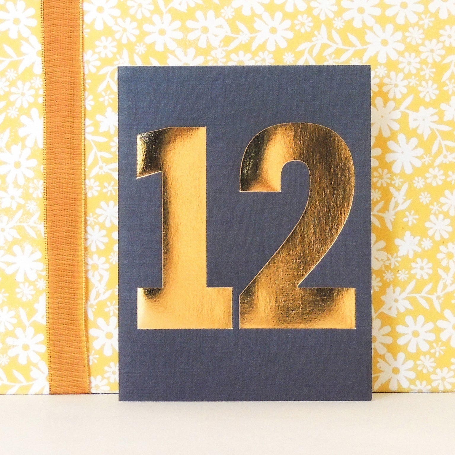 mini gold foiled number twelve card