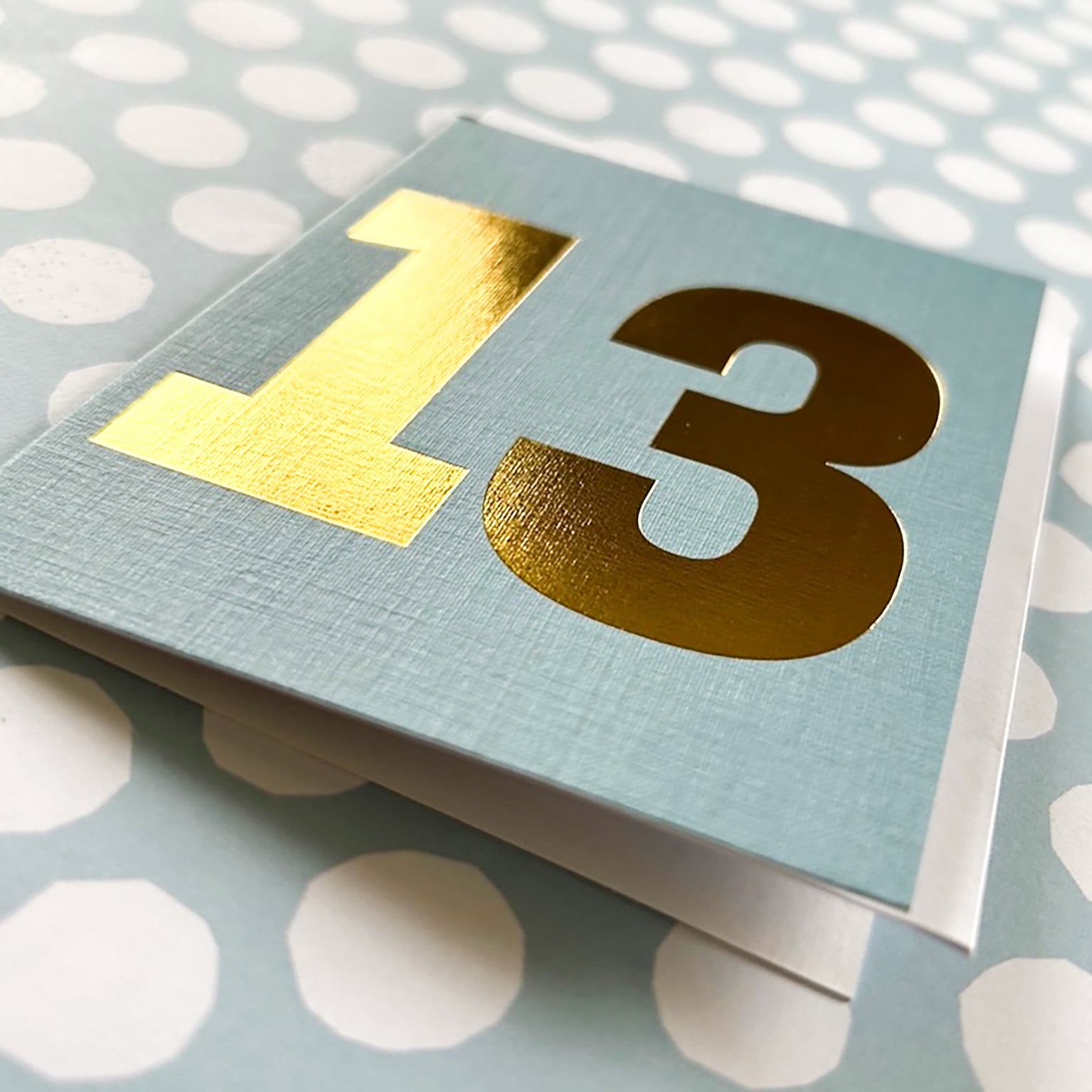 mini gold foiled number thirteen card