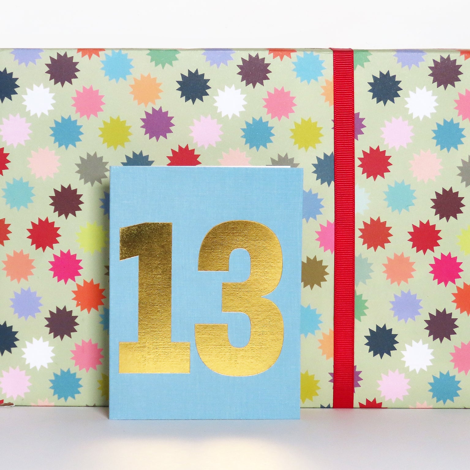 mini gold foiled number thirteen card