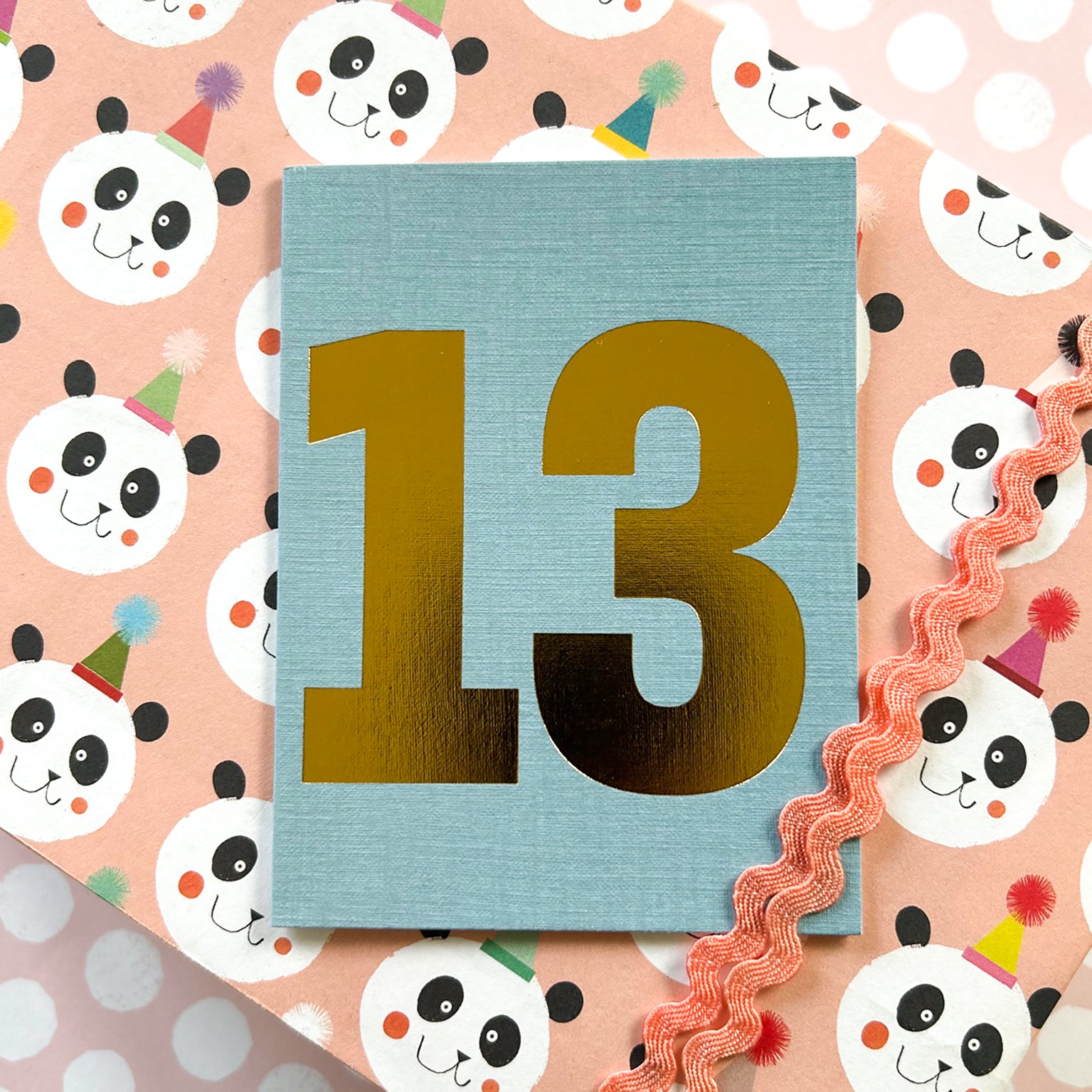 mini gold foiled number thirteen card