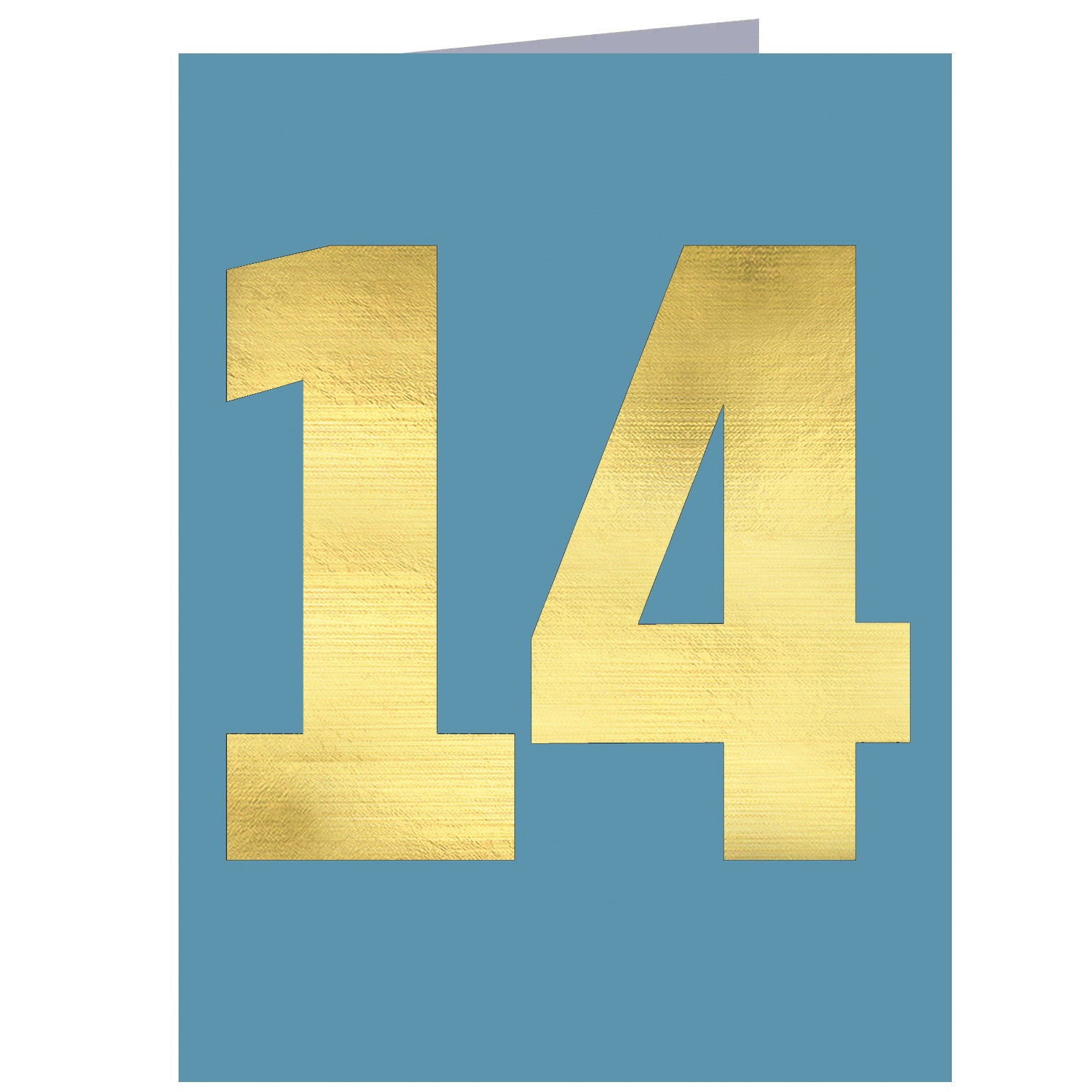 mini gold foiled number fourteen card