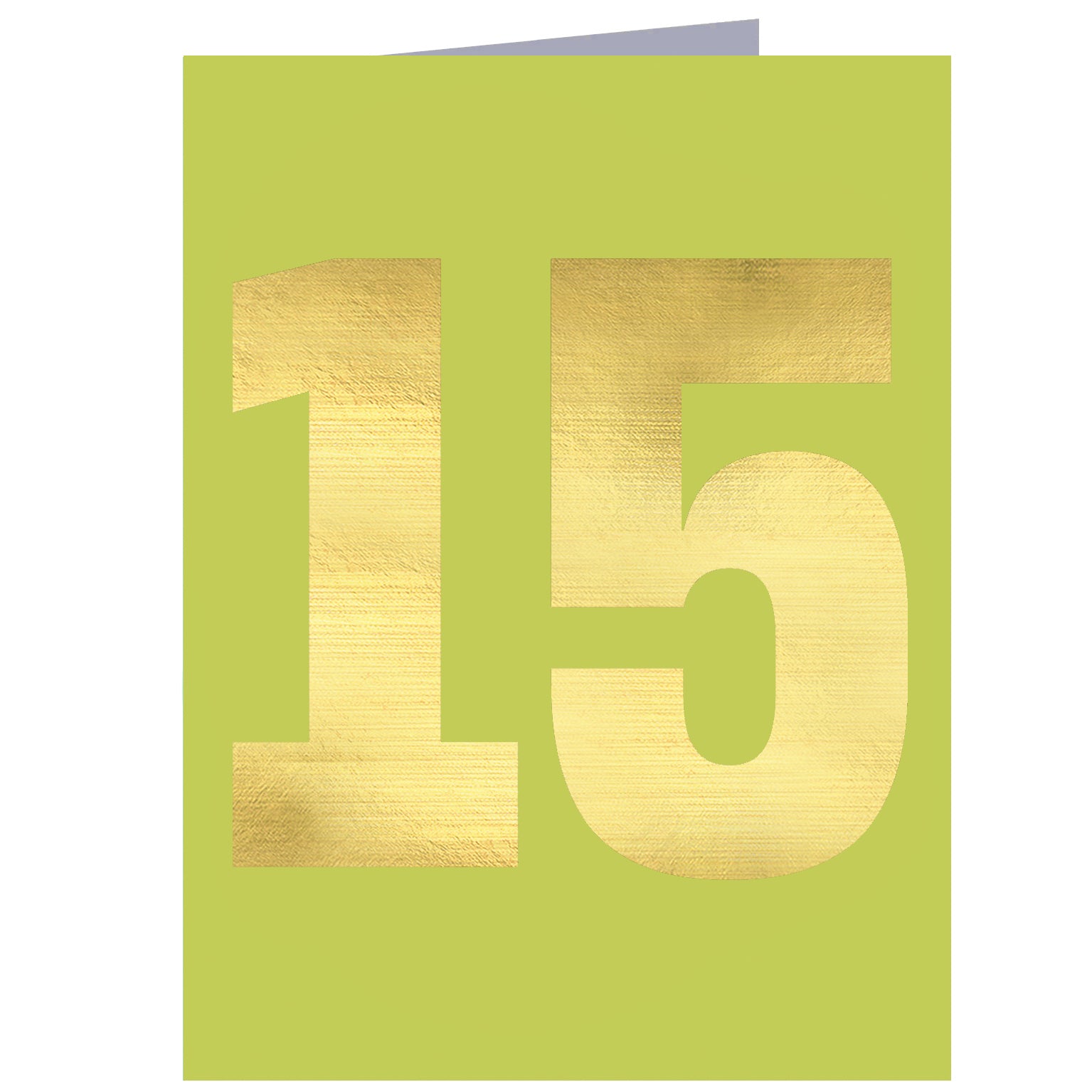 mini gold foiled number fifteen card