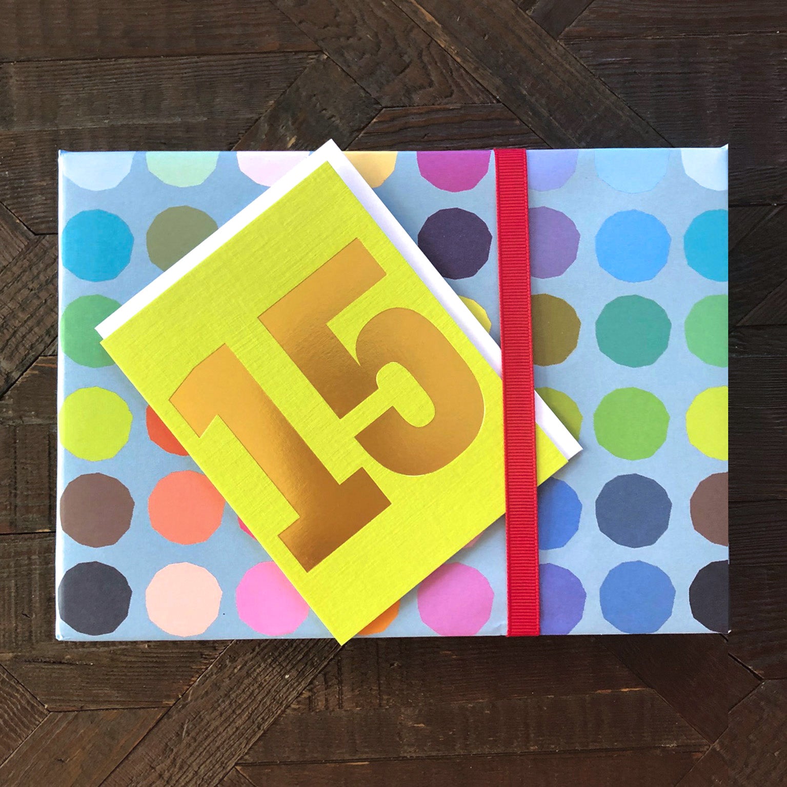 mini gold foiled number fifteen card