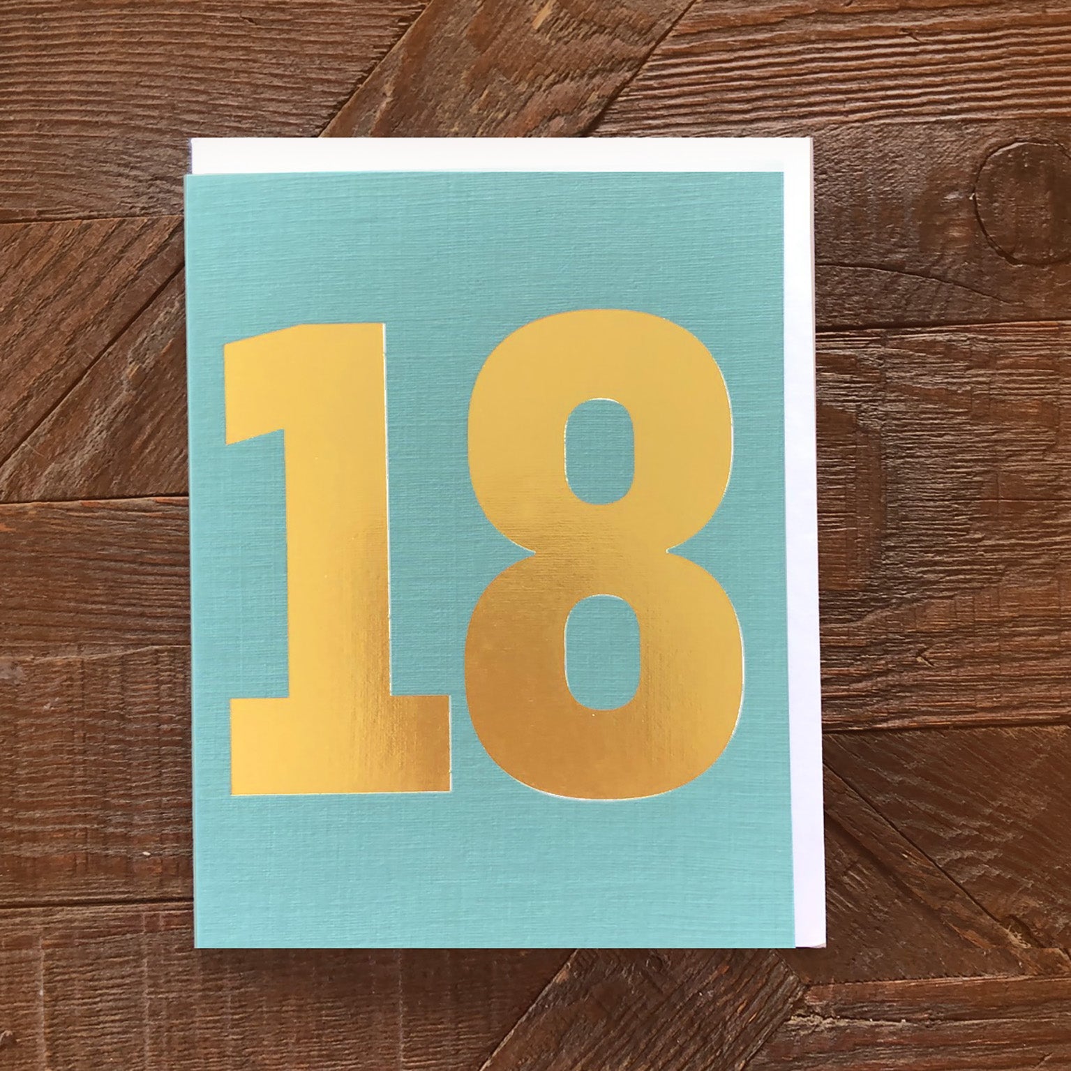 mini gold foiled number eighteen card