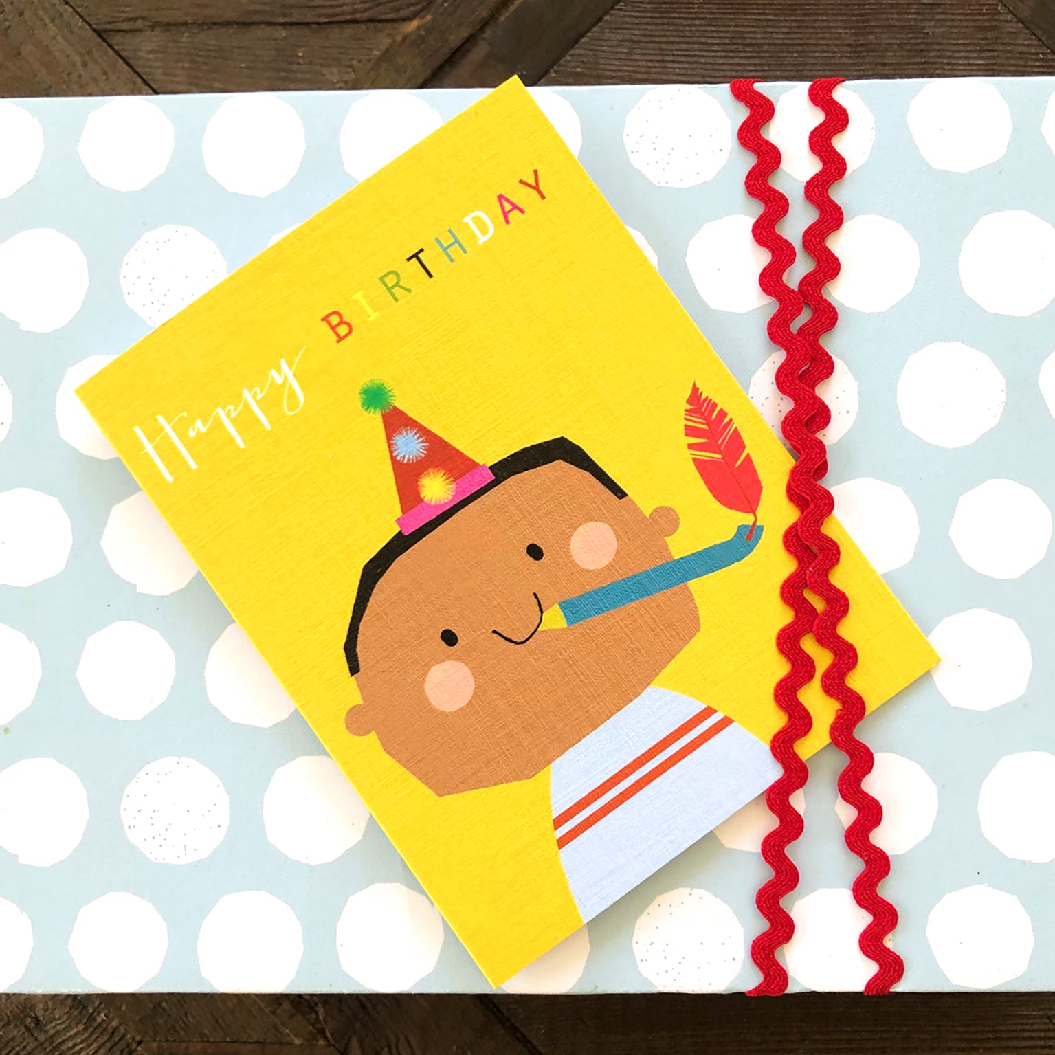 mini party horn birthday card