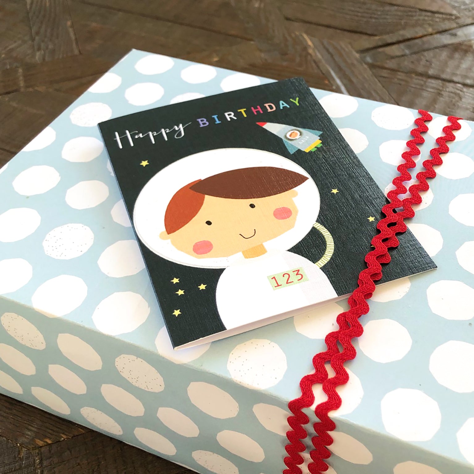 mini spaceman birthday card