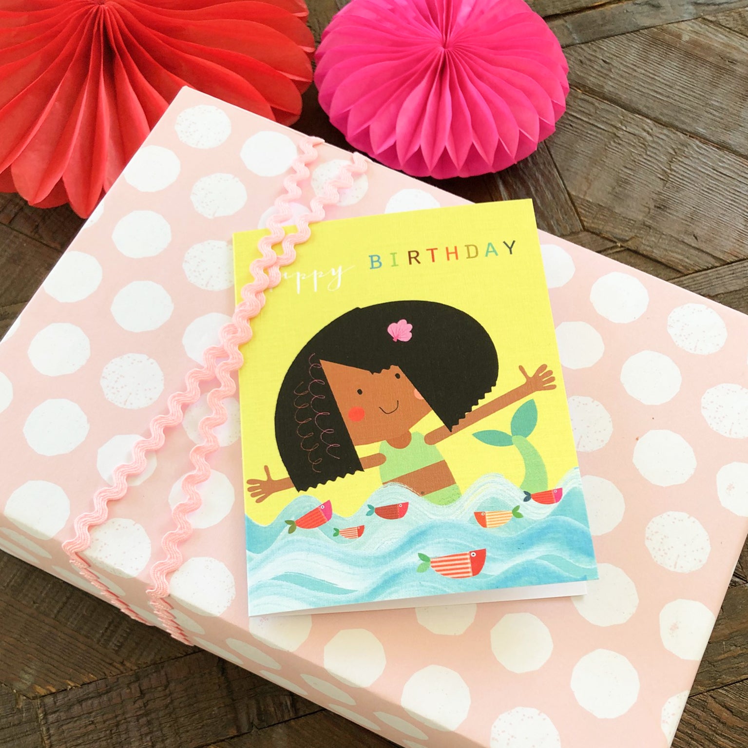 mini mermaid birthday card