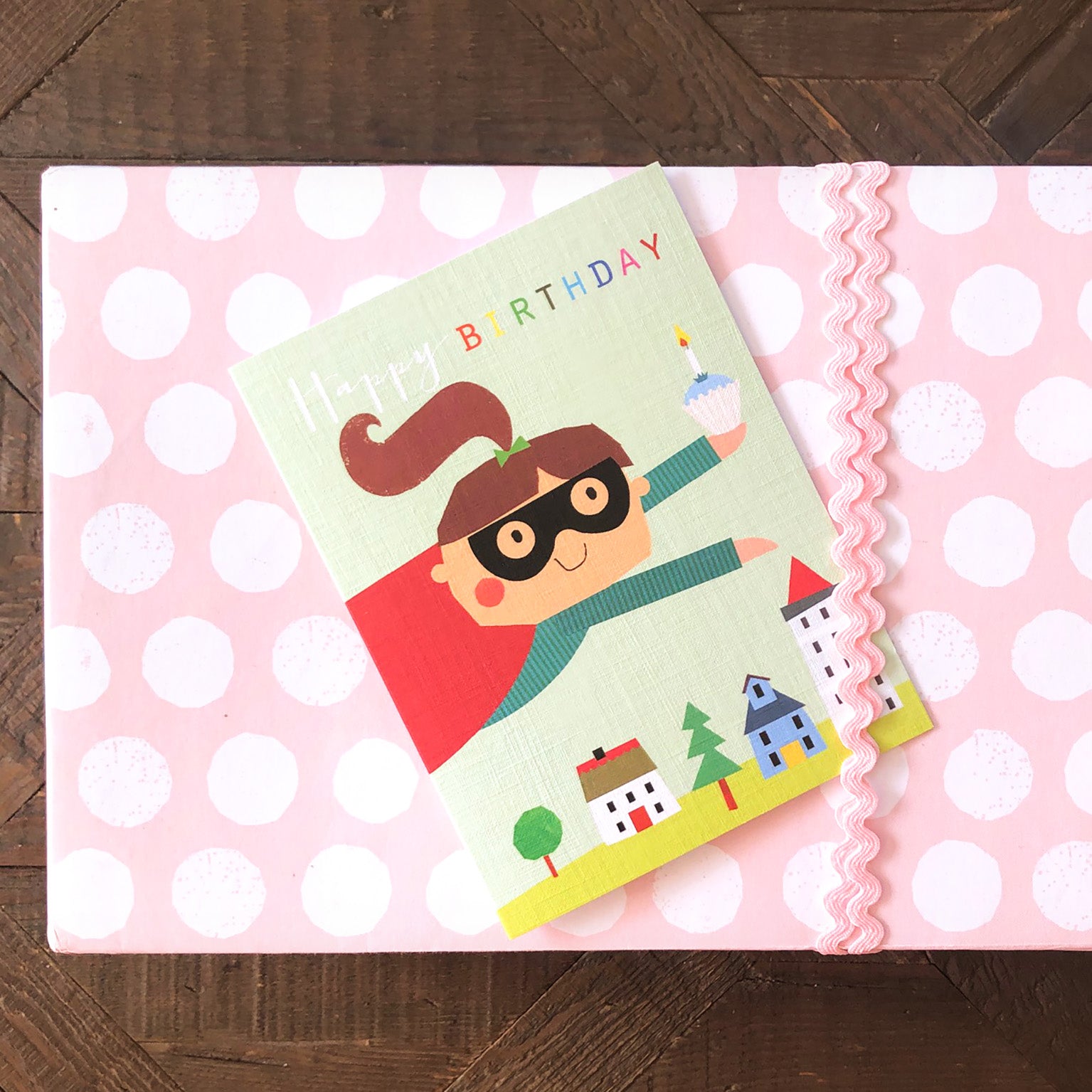 mini superhero hero girly birthday card