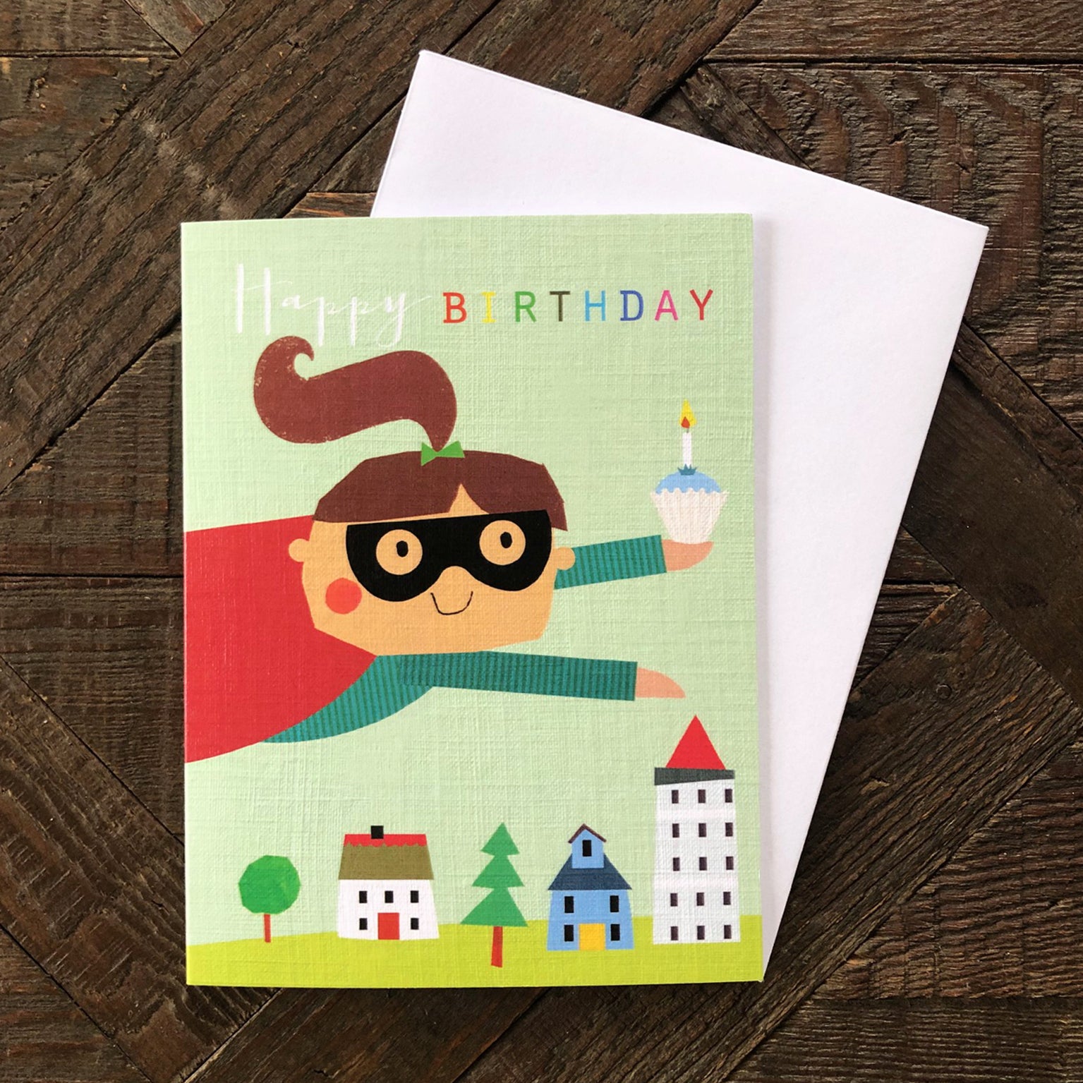 mini superhero hero girly birthday card