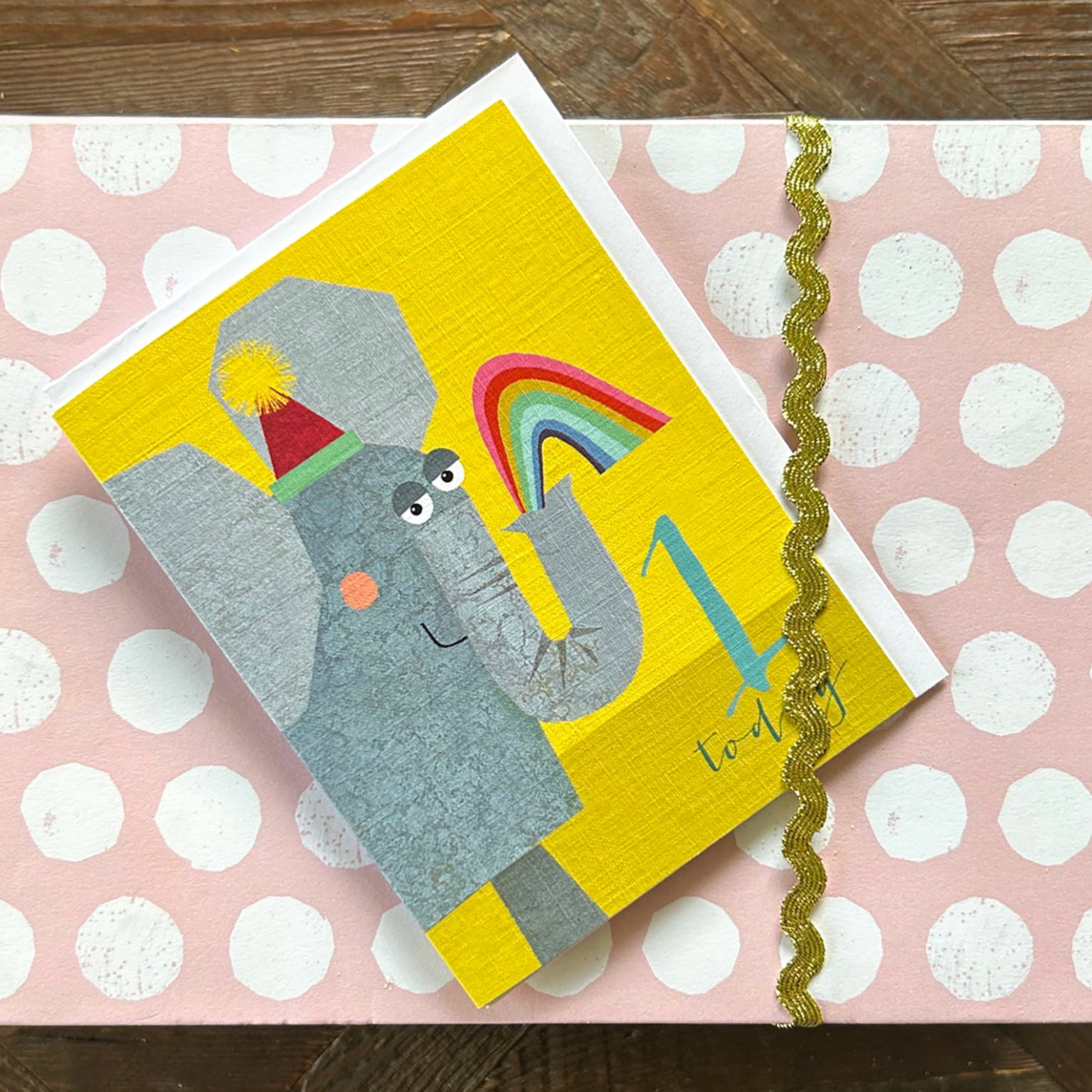 mini elephant 1st birthday card