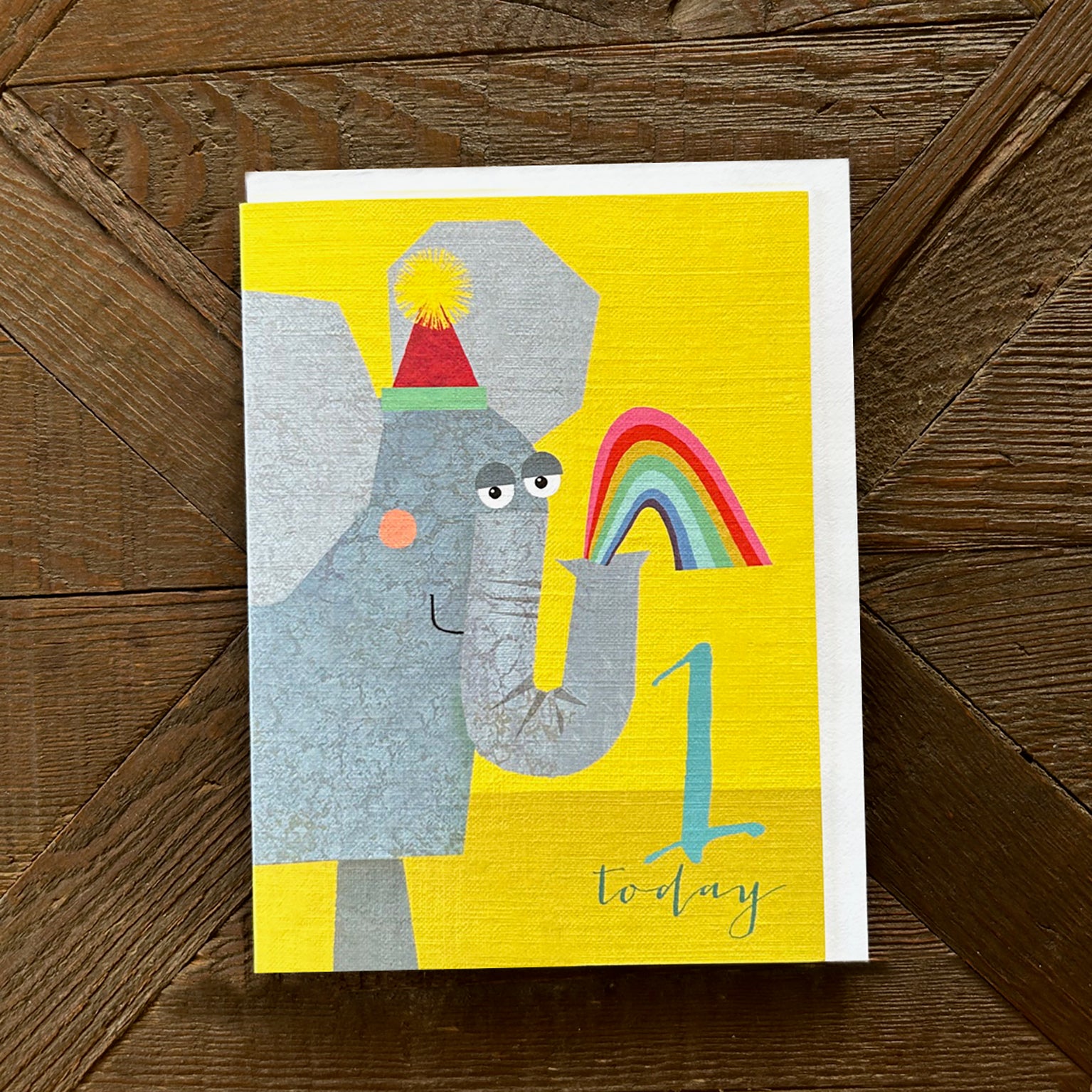 mini elephant 1st birthday card