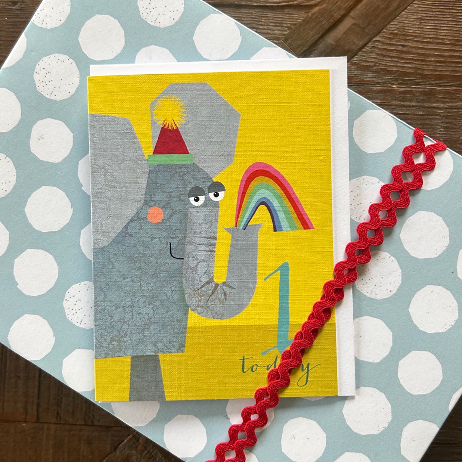 mini elephant 1st birthday card