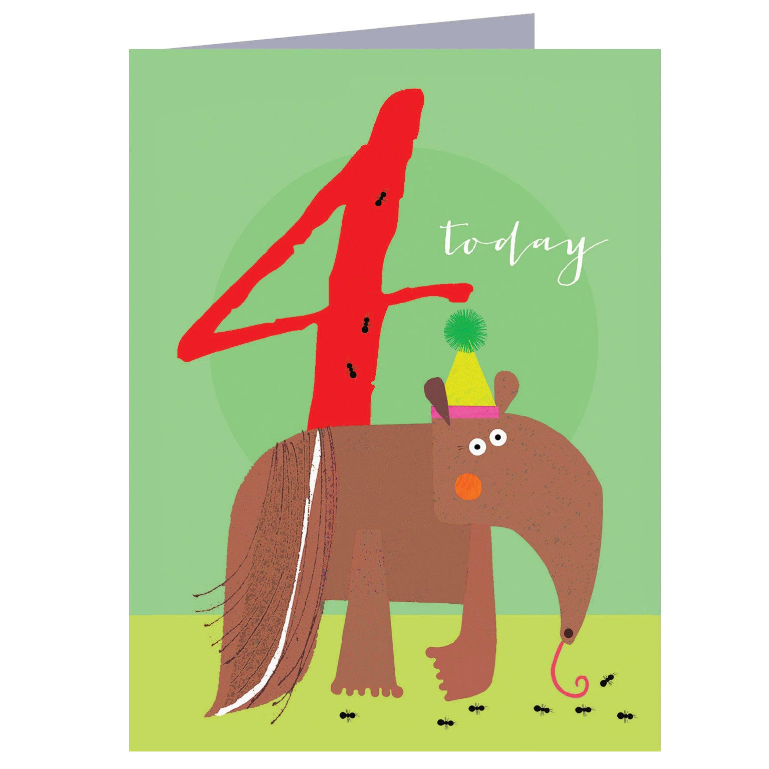 mini anteater 4th birthday card