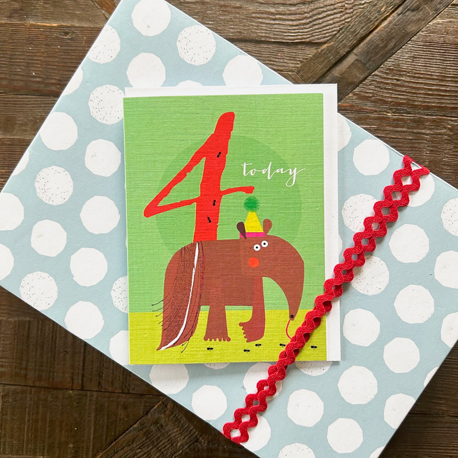 mini anteater 4th birthday card