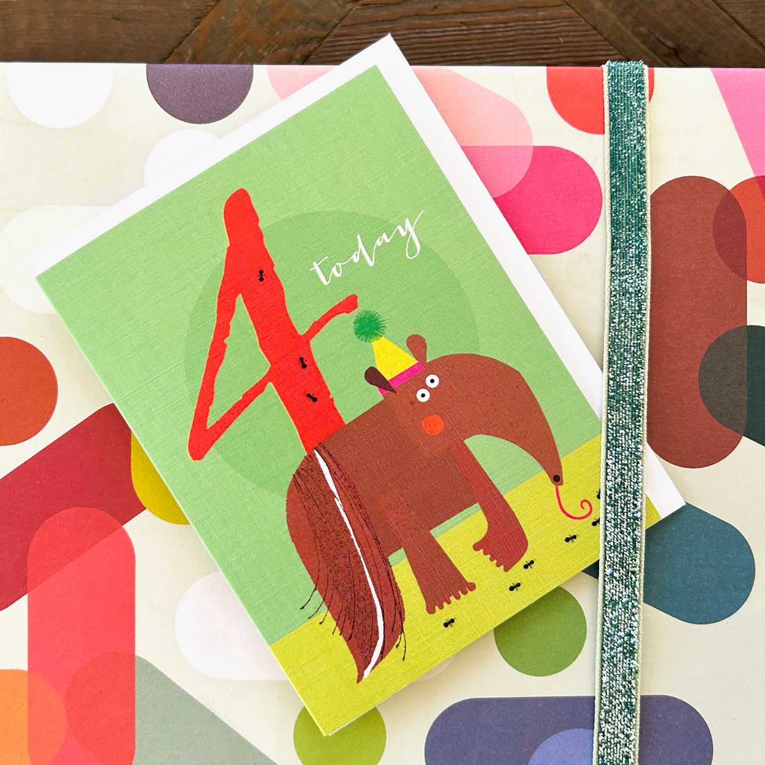 mini anteater 4th birthday card