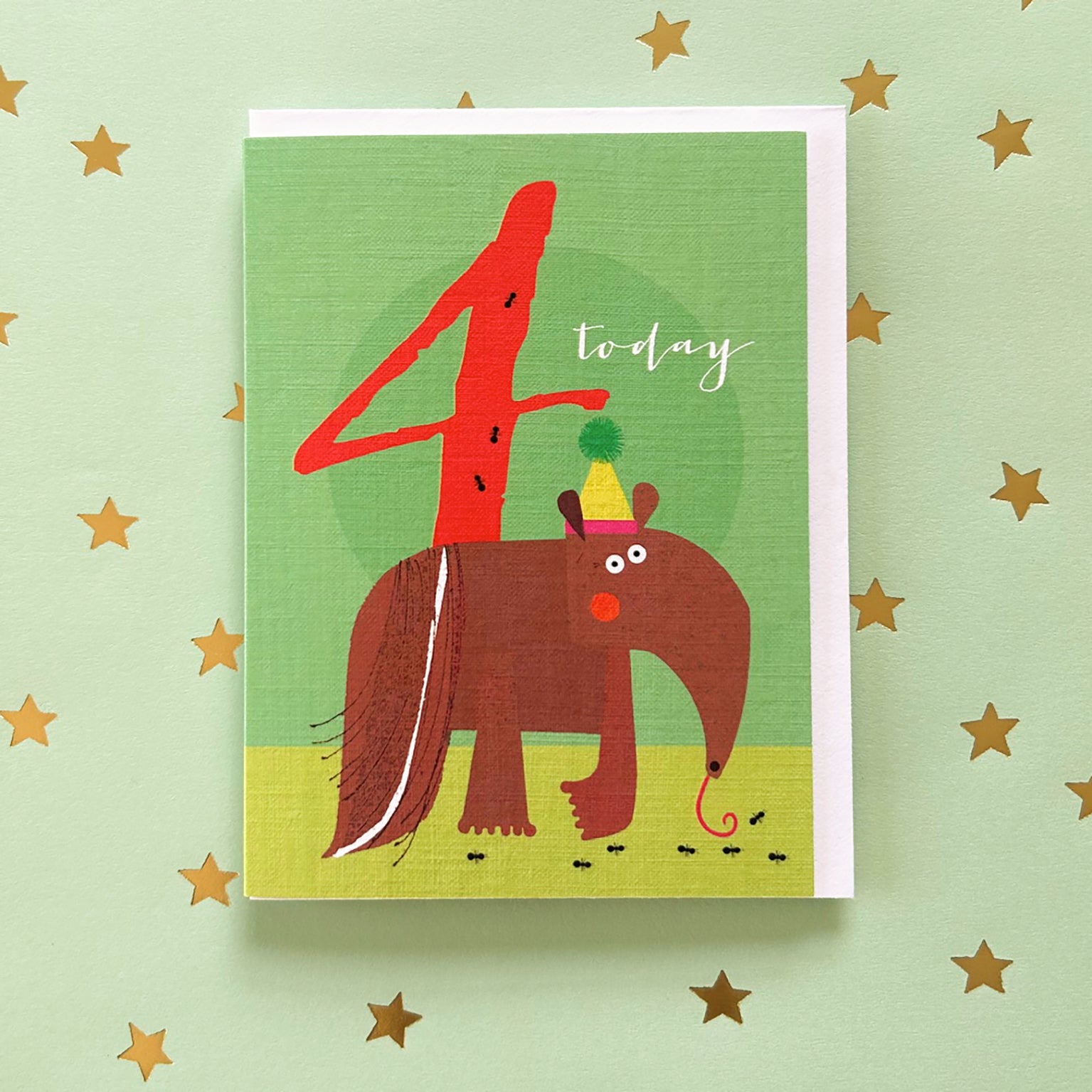 mini anteater 4th birthday card