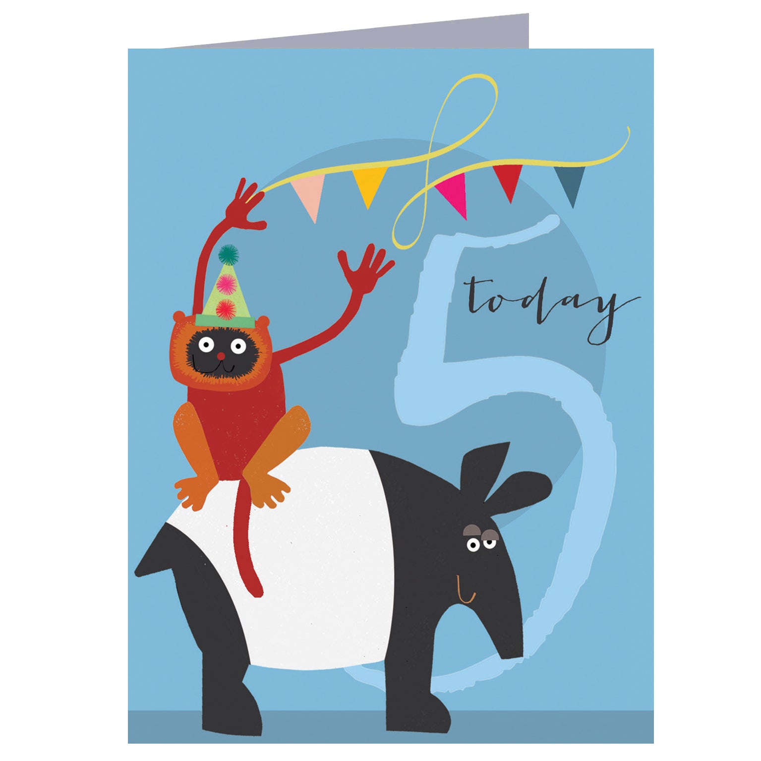 mini tapir & lemur 5th birthday card