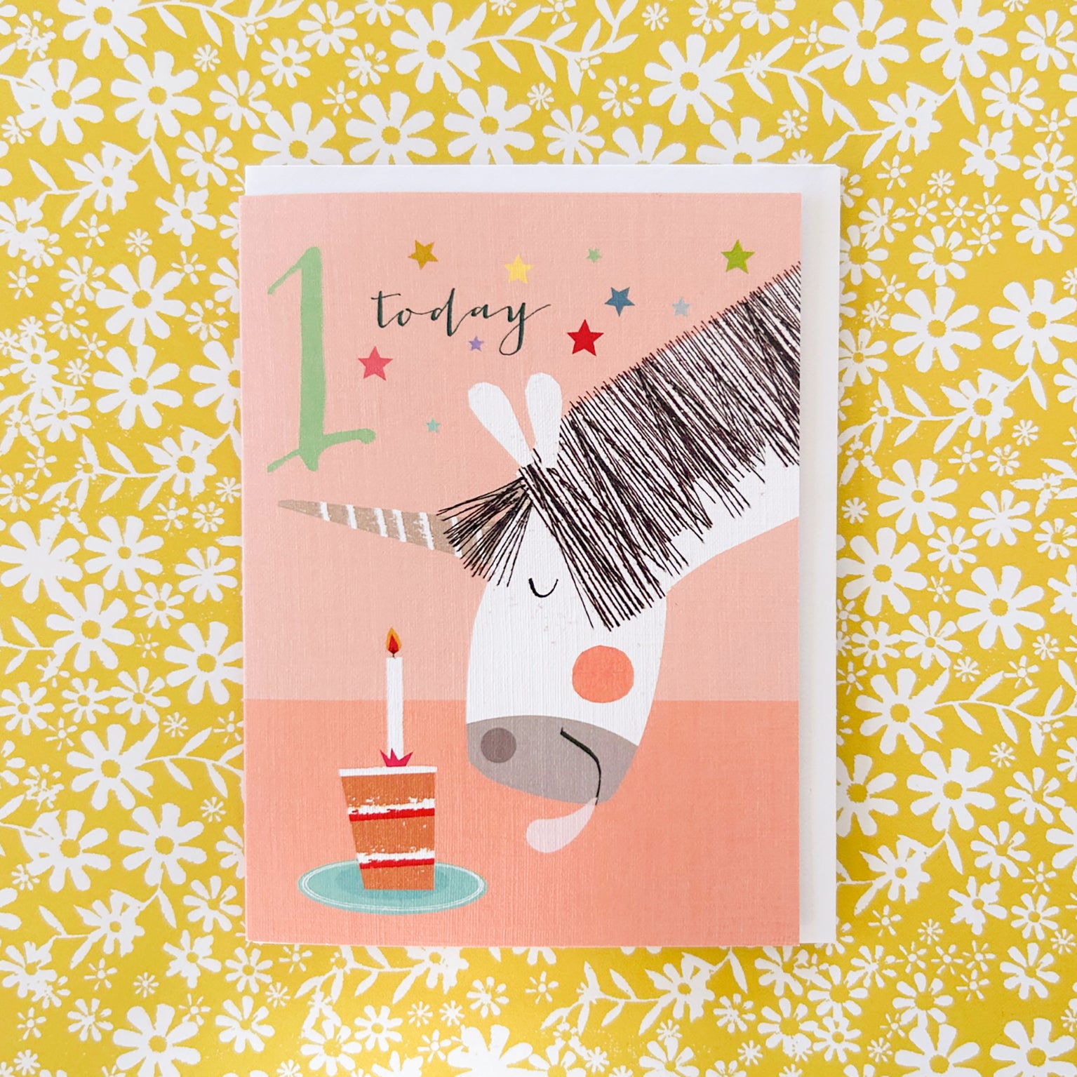 mini unicorn 1st birthday card