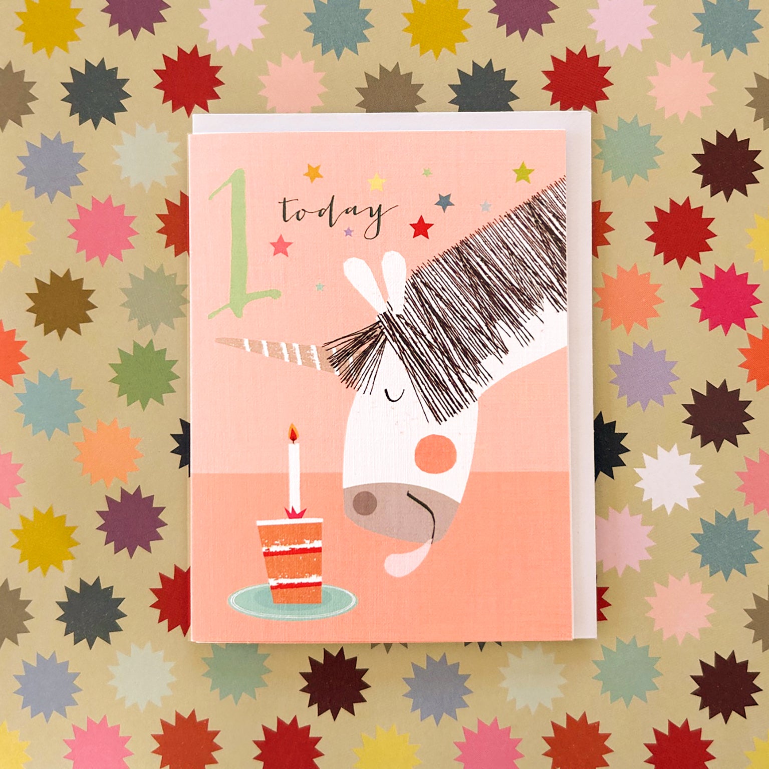 mini unicorn 1st birthday card