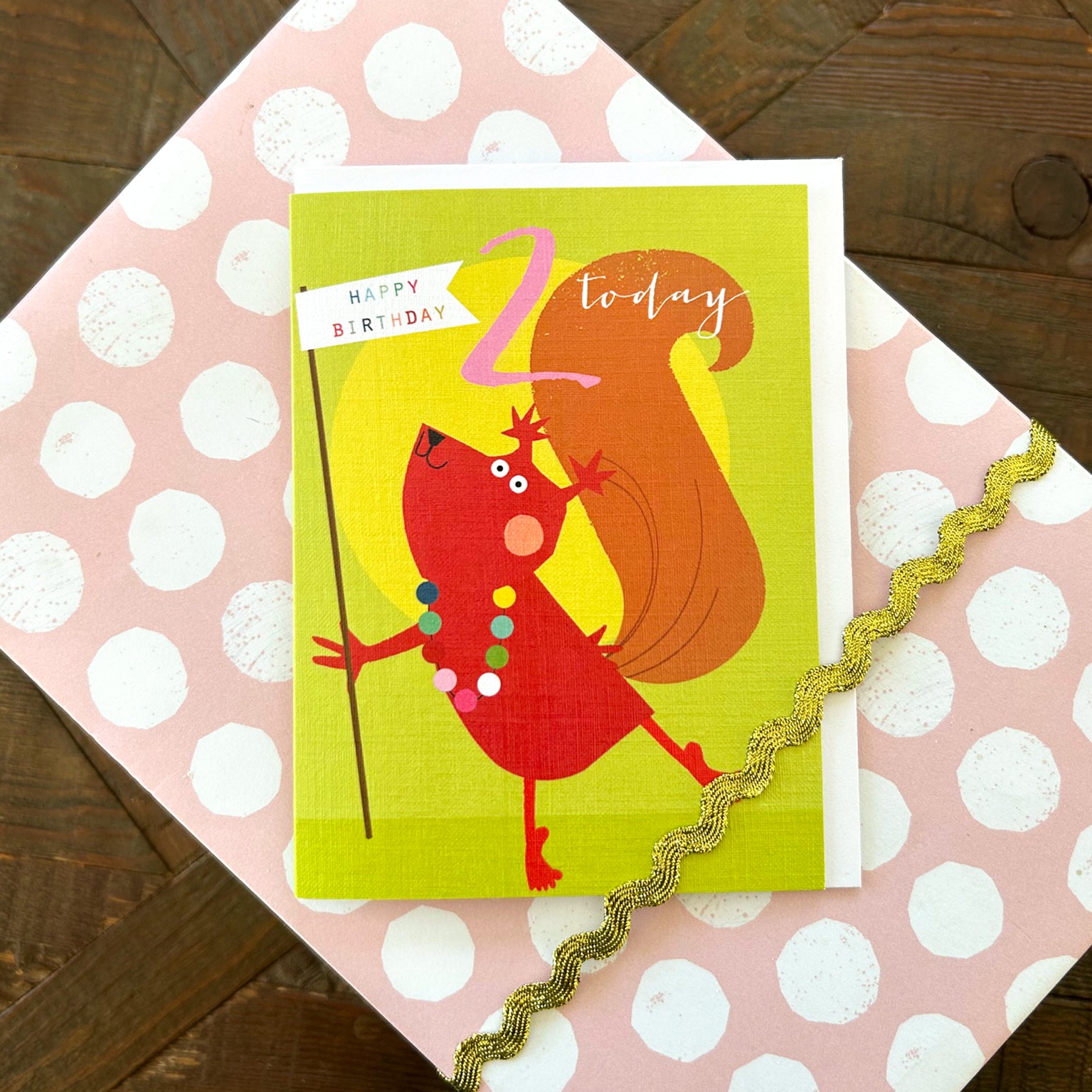 mini squirrel 2nd birthday card